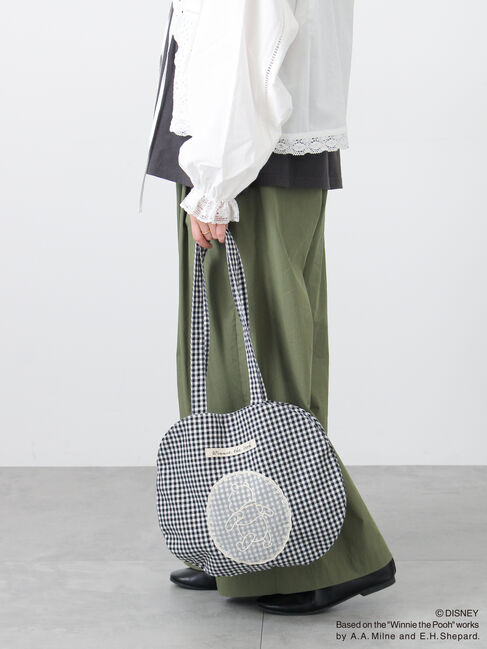 Samansa Mos2「【Disney】くまのプーさん/レース付き丸バッグ」|その他|ブラック