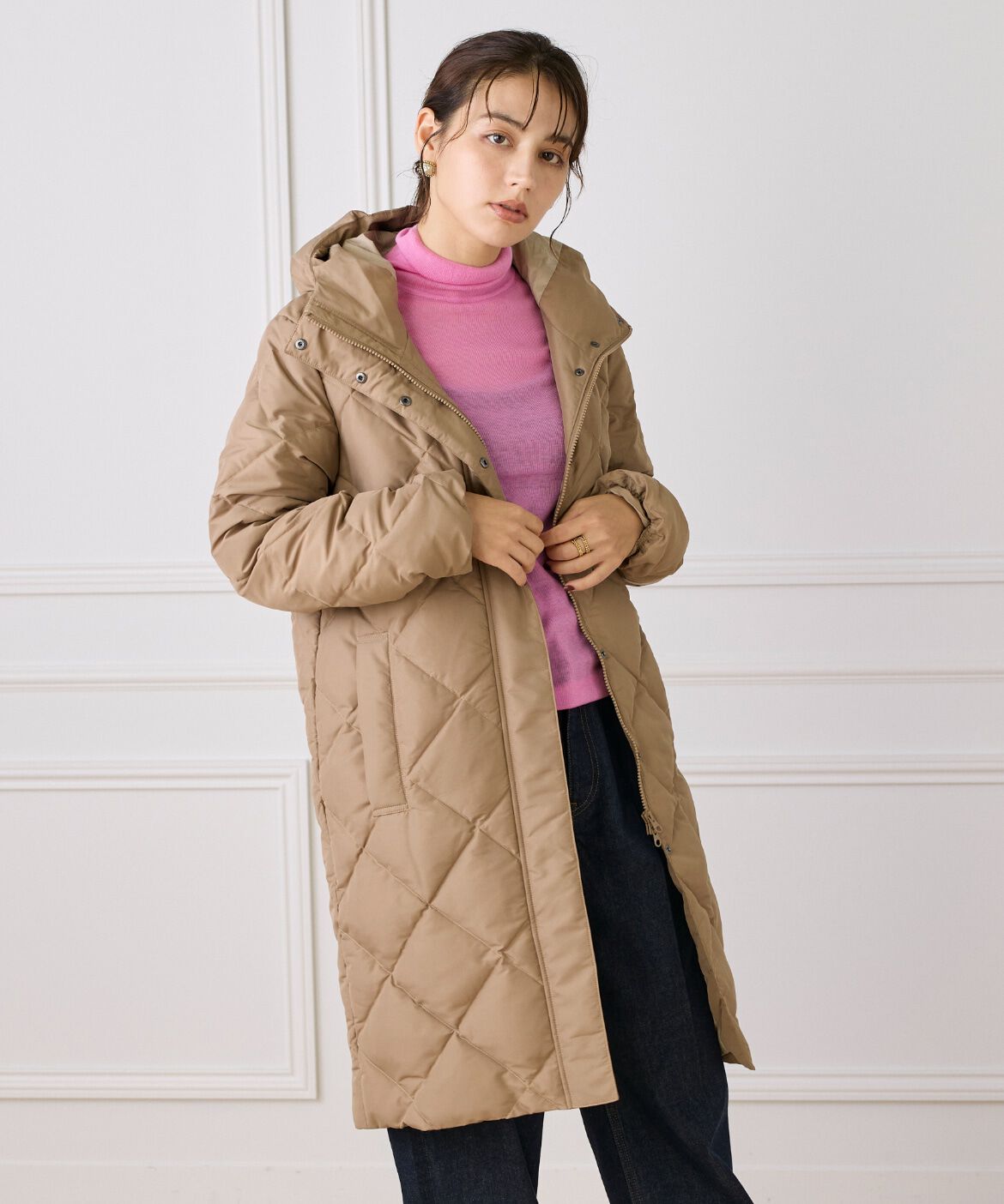 DAY by DAY it&rsquo;s international「フーデットダウンコート《TAIONコラボレーション》　」|ダウン|キャメル1