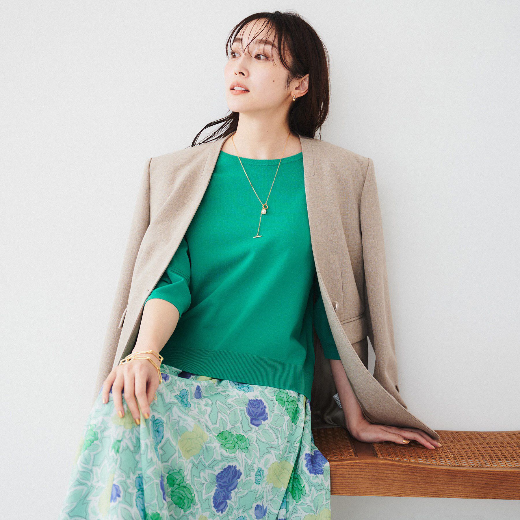 UNTITLED「【袖コンシャス/着映え/六分袖】ランタンスリーブニット」|ニット・セーター|