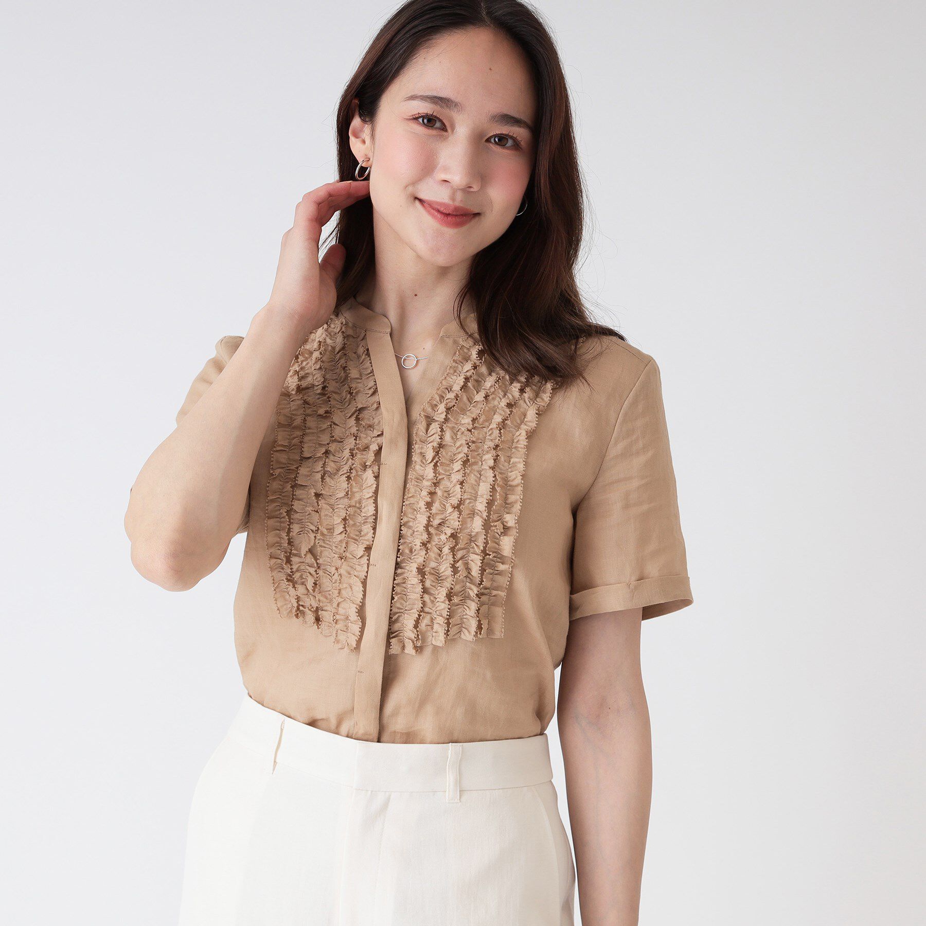 COUP DE CHANCE「【洗える／ラミー】フリルデザインブラウス」|シャツ・ブラウス|