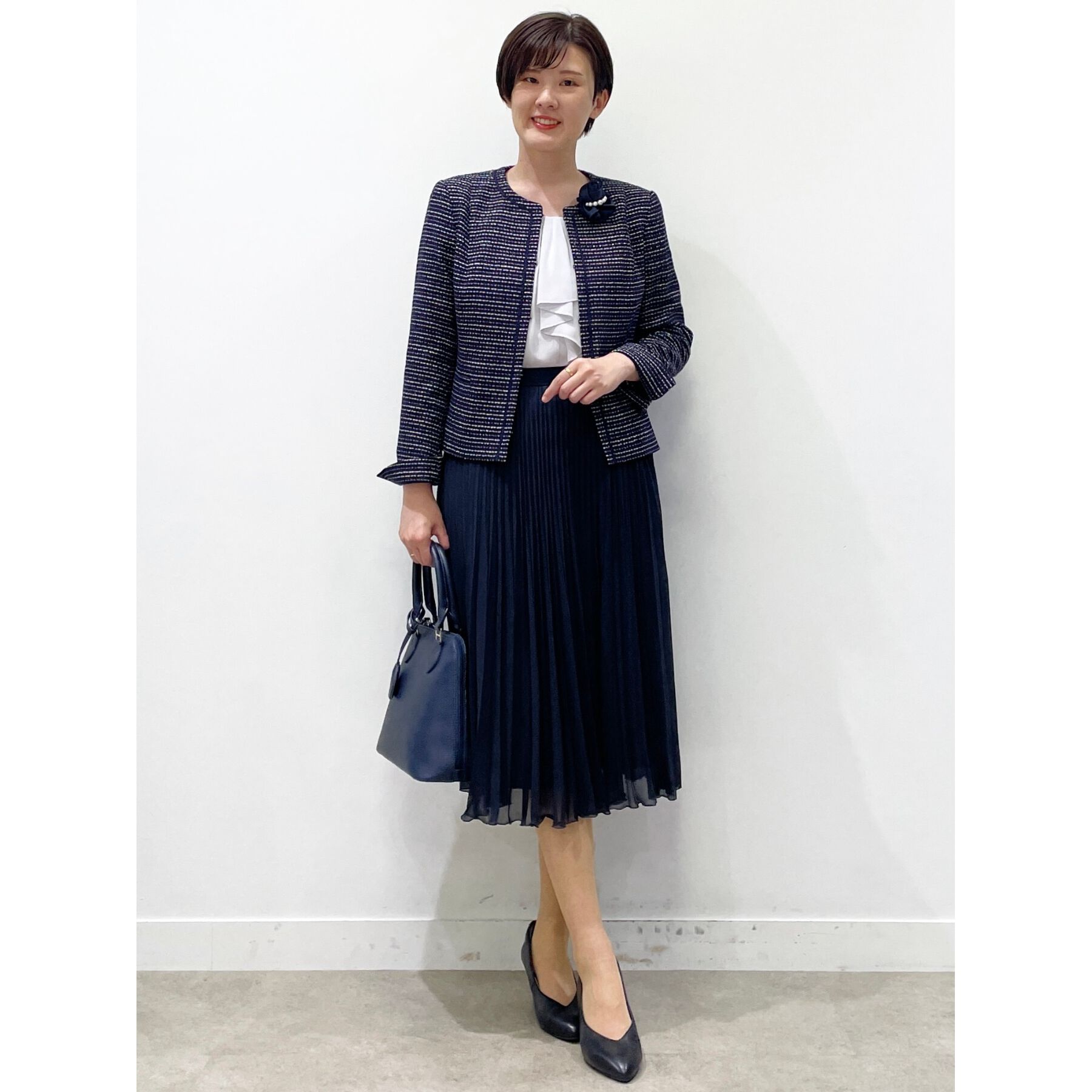 Reflect「【フォーマル/セットアップ可】ツイードジャケット」|ノーカラージャケット|