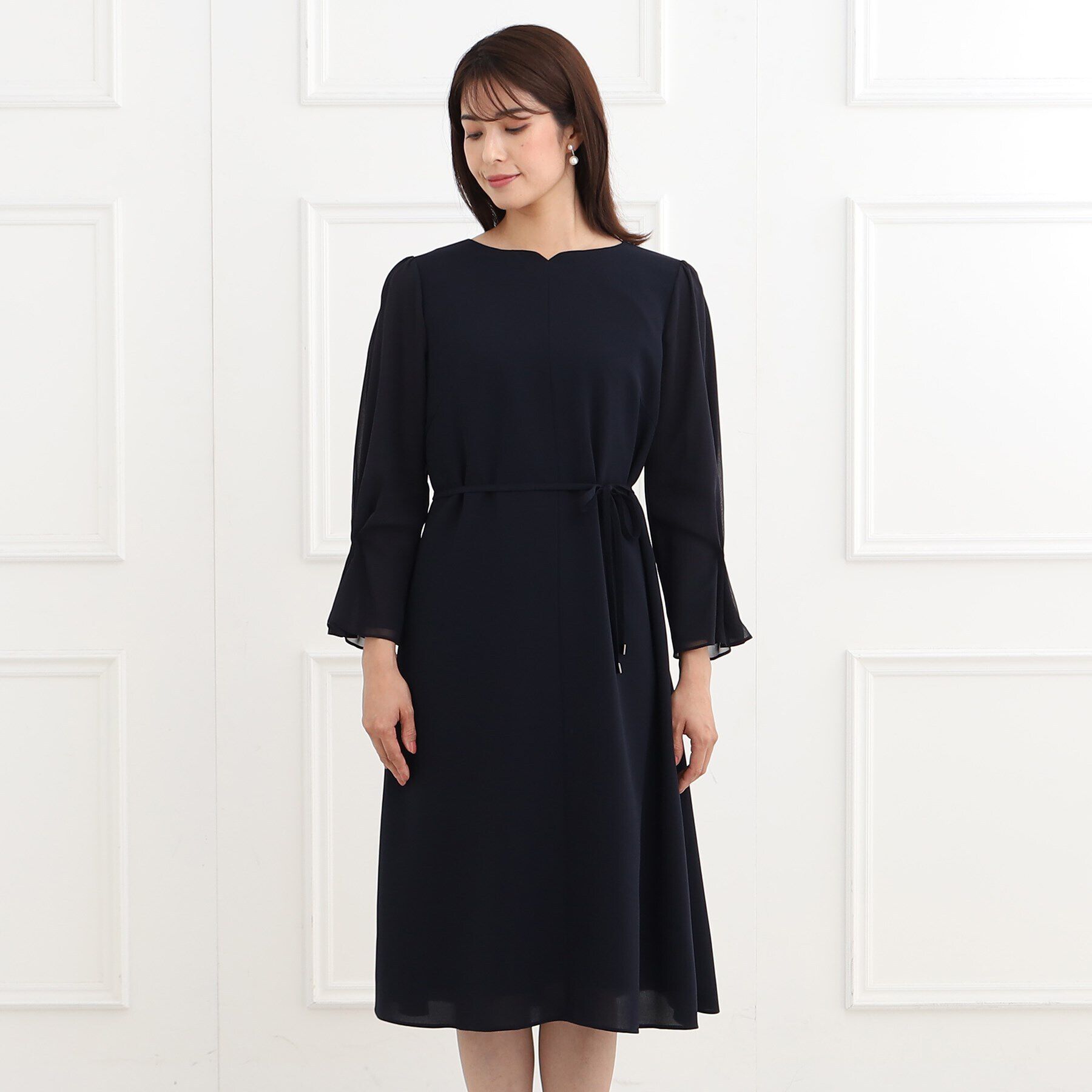 Reflect「【夏SALE／フォーマル/洗える】スリーブデザインジョーゼットワンピース」|ワンピース|