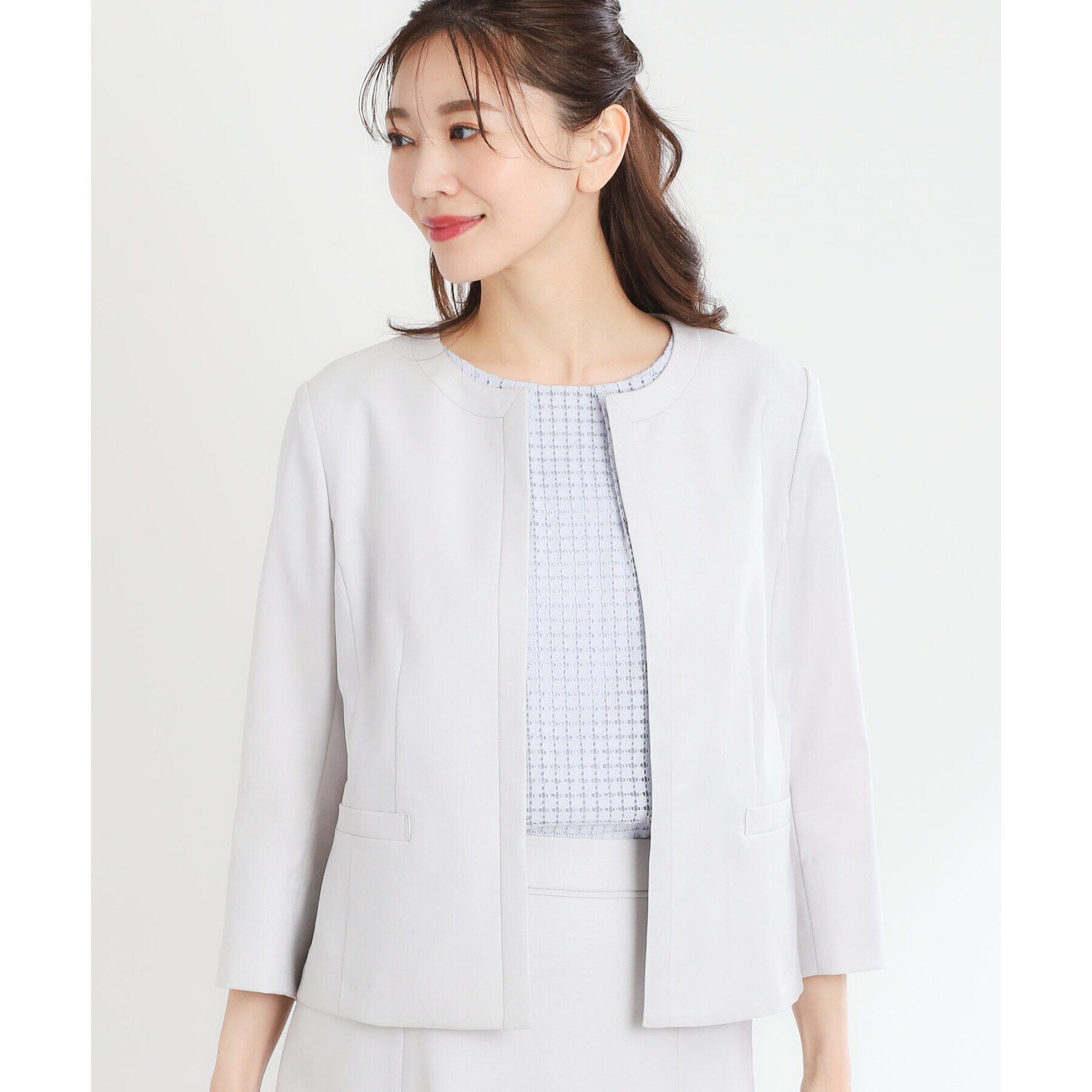 Reflect「【夏SALE／UVカット／接触冷感／洗える／セットアップ可】ドライタッチジャケット」|ノーカラージャケット|ライトグレー(011