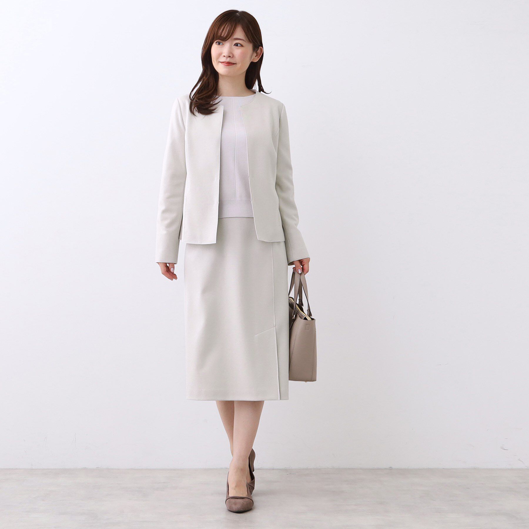 Reflect「【ライトアウター／通勤におすすめ◎／セットアップ可／すっきりシルエット】キレイめジャージジャケット」|ノーカラージャケット|