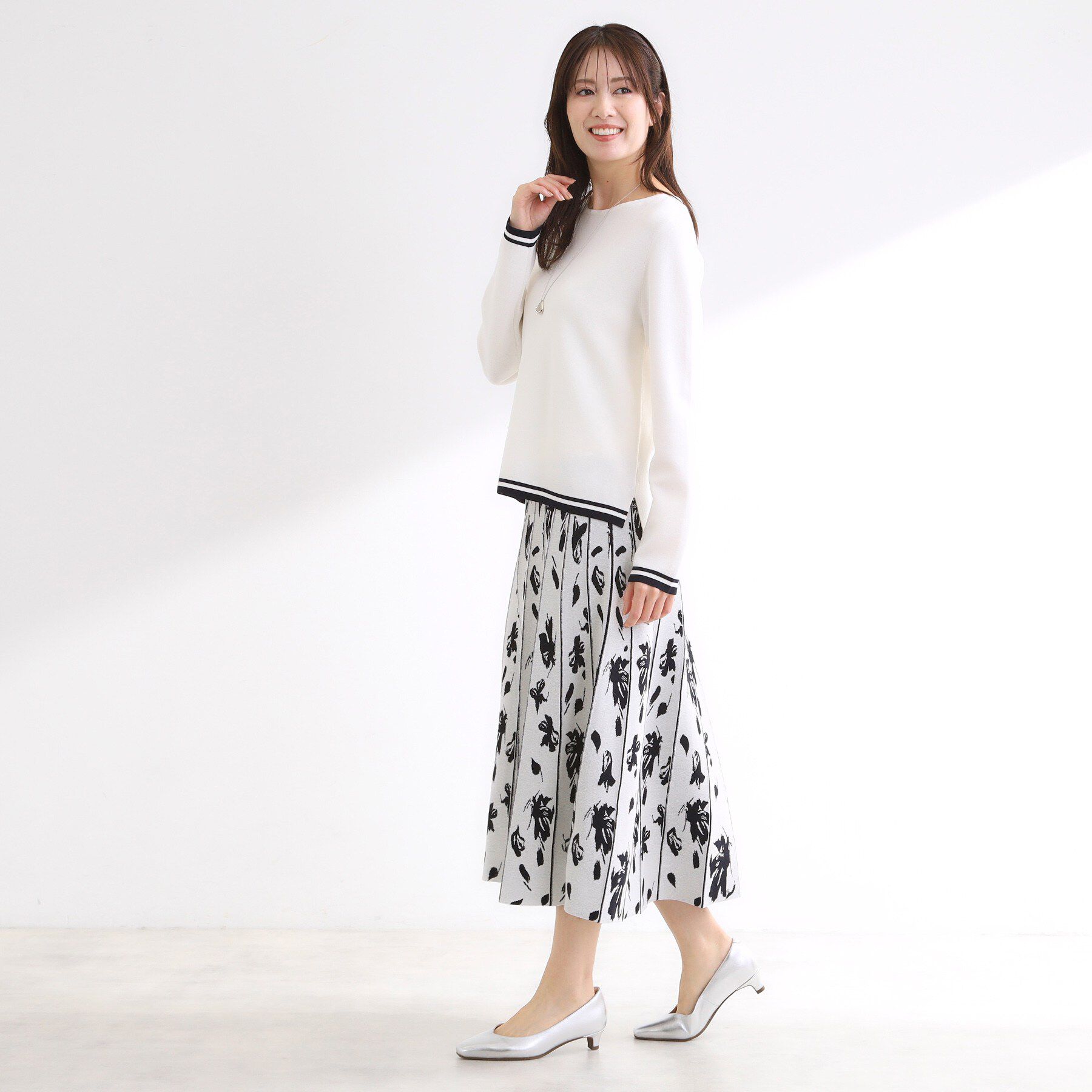 Reflect「【セットアップ可】ダブルジャカードニットフレアスカート」|スカート|