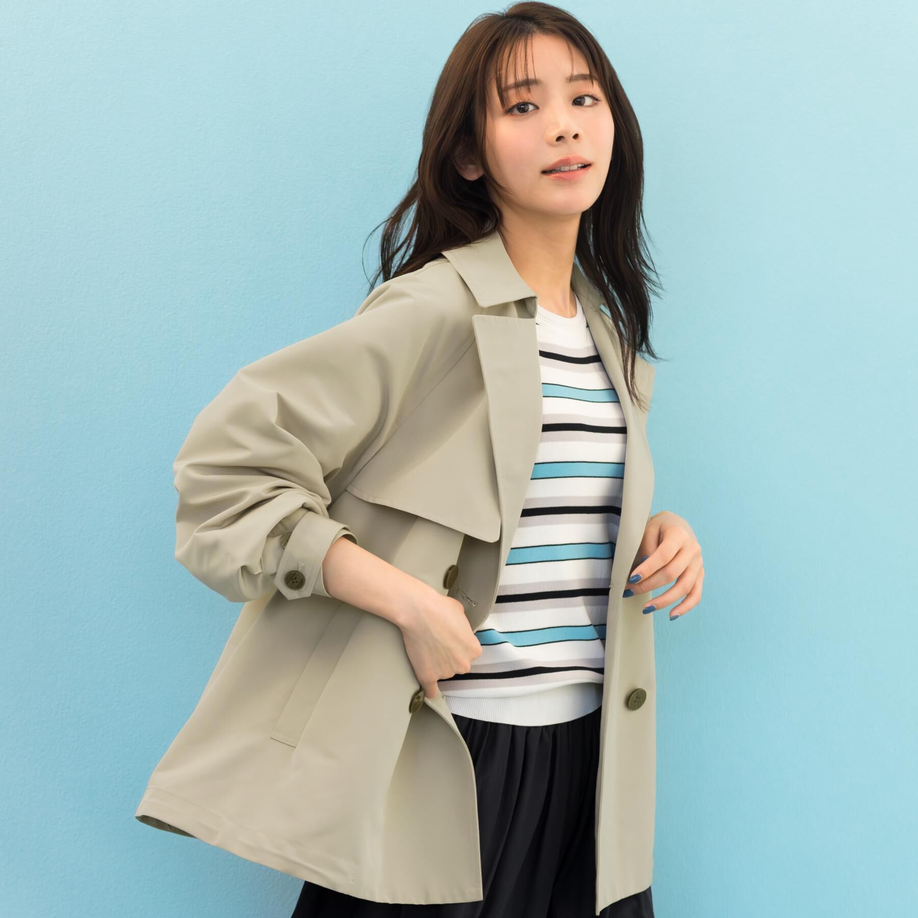 grove「【撥水／シルエット2WAY】軽やかミドルトレンチコート」|トレンチコート|