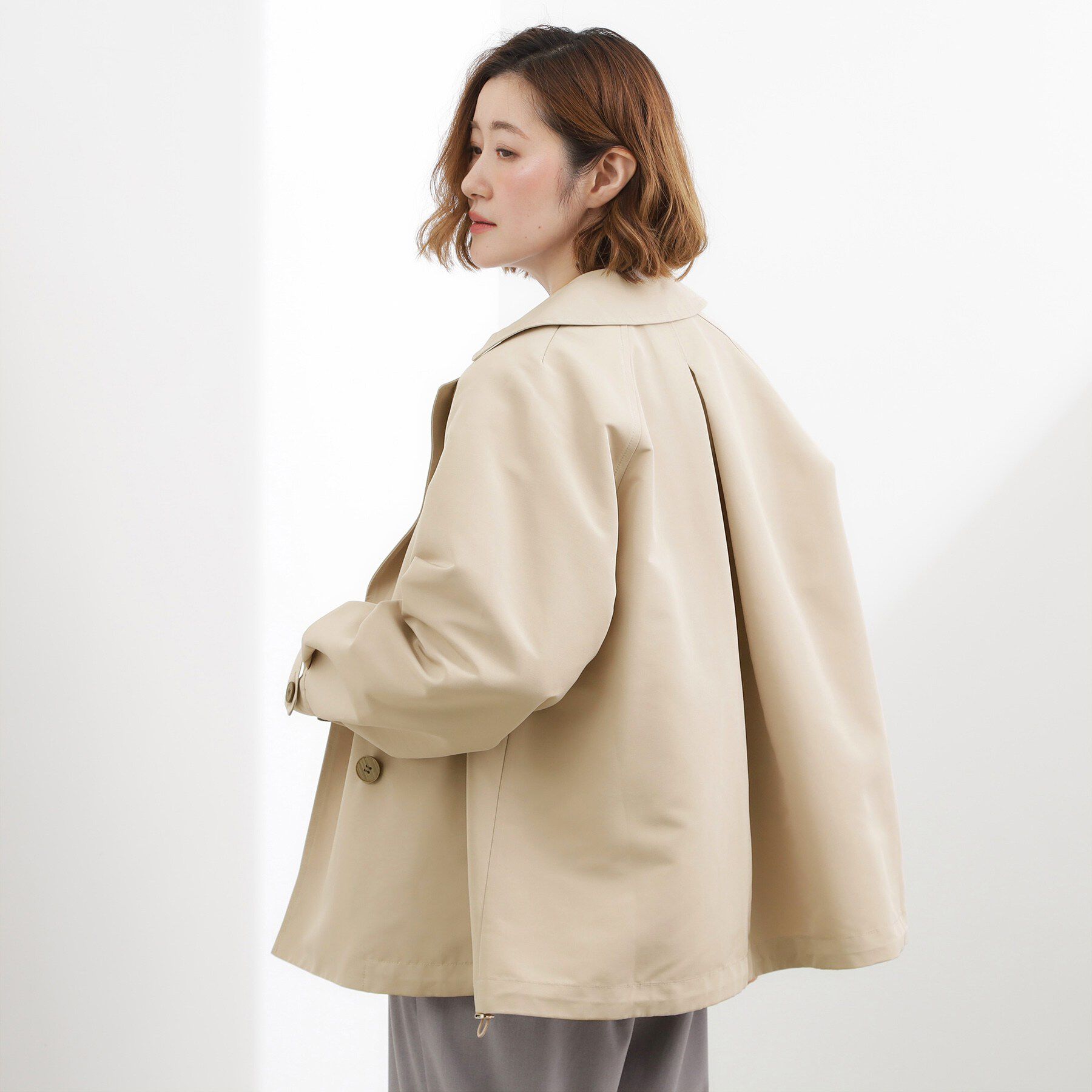 grove「【撥水／シルエット2WAY】軽やかミドルトレンチコート」|トレンチコート|