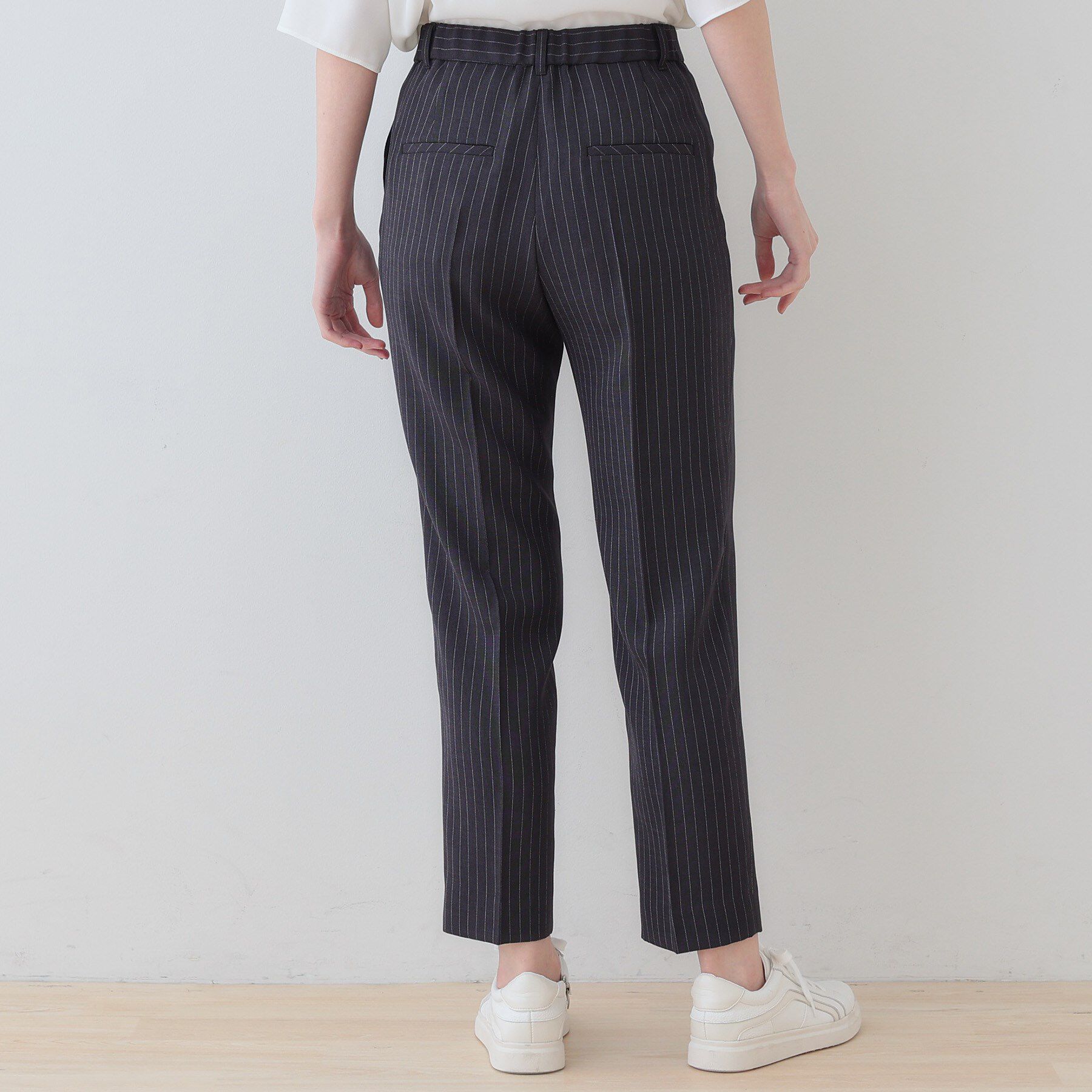 INDIVI「【こなれSETUP／ストライプ柄】リネンライクテーパードパンツ」|その他|