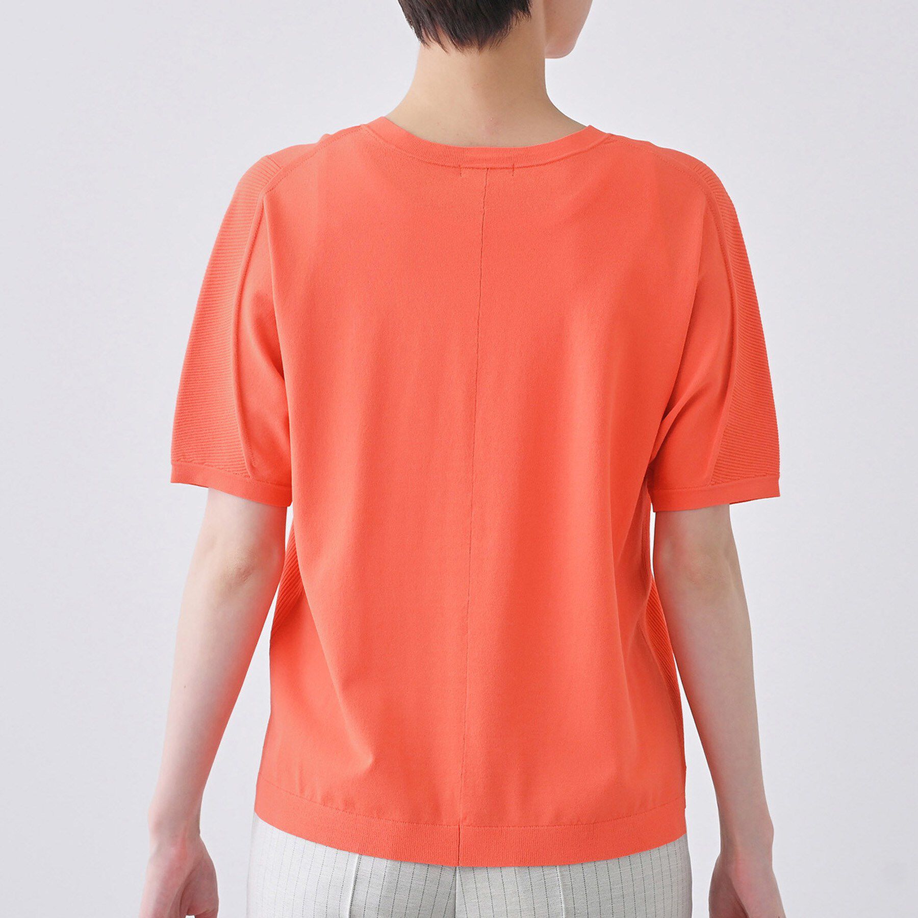 INDIVI「【洗える／清涼感】レーヨンストレッチ 安心丈の半袖ニット」|ニット・セーター|