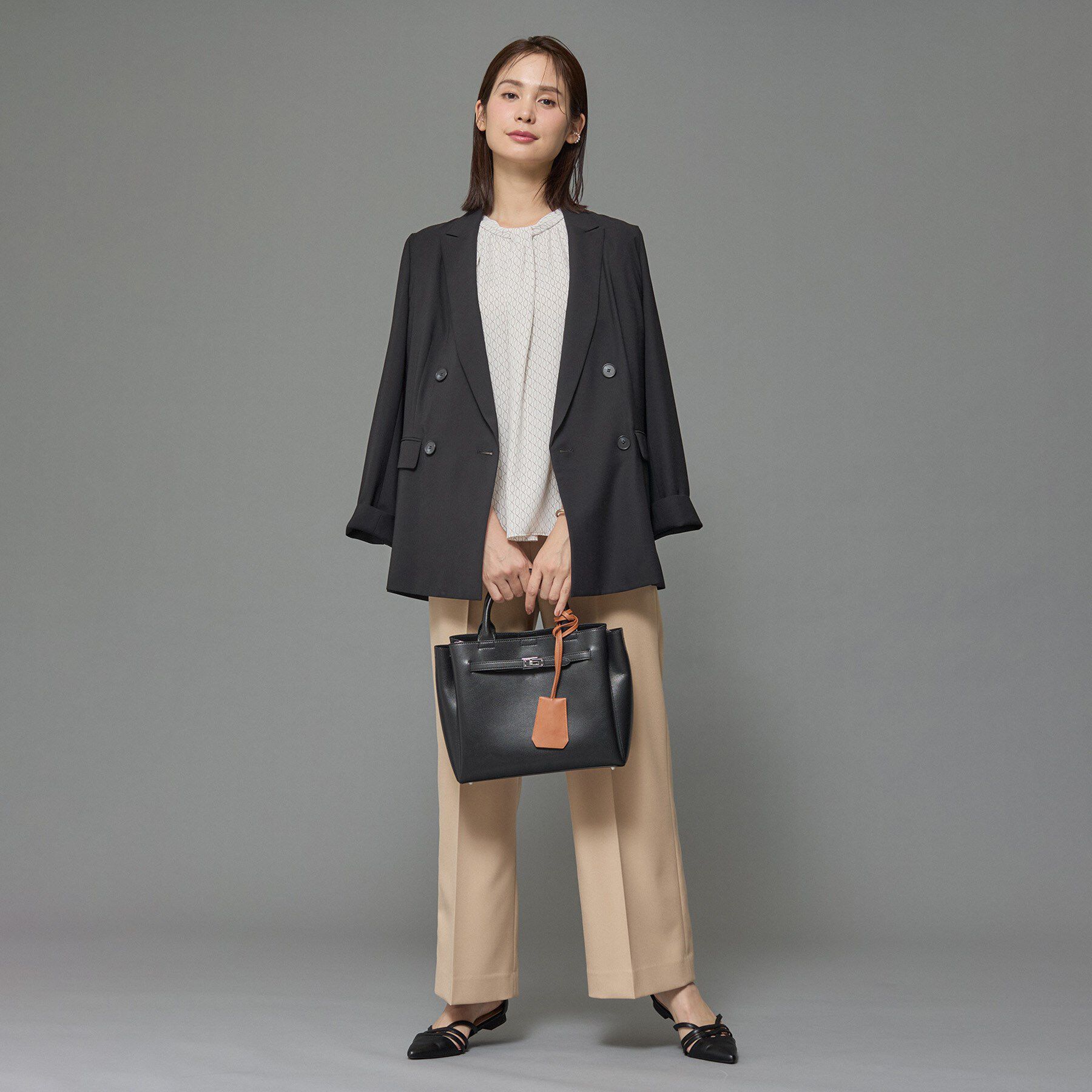 INDIVI「【UVケア】モノグラム ボウタイデザインブラウス」|シャツ・ブラウス|