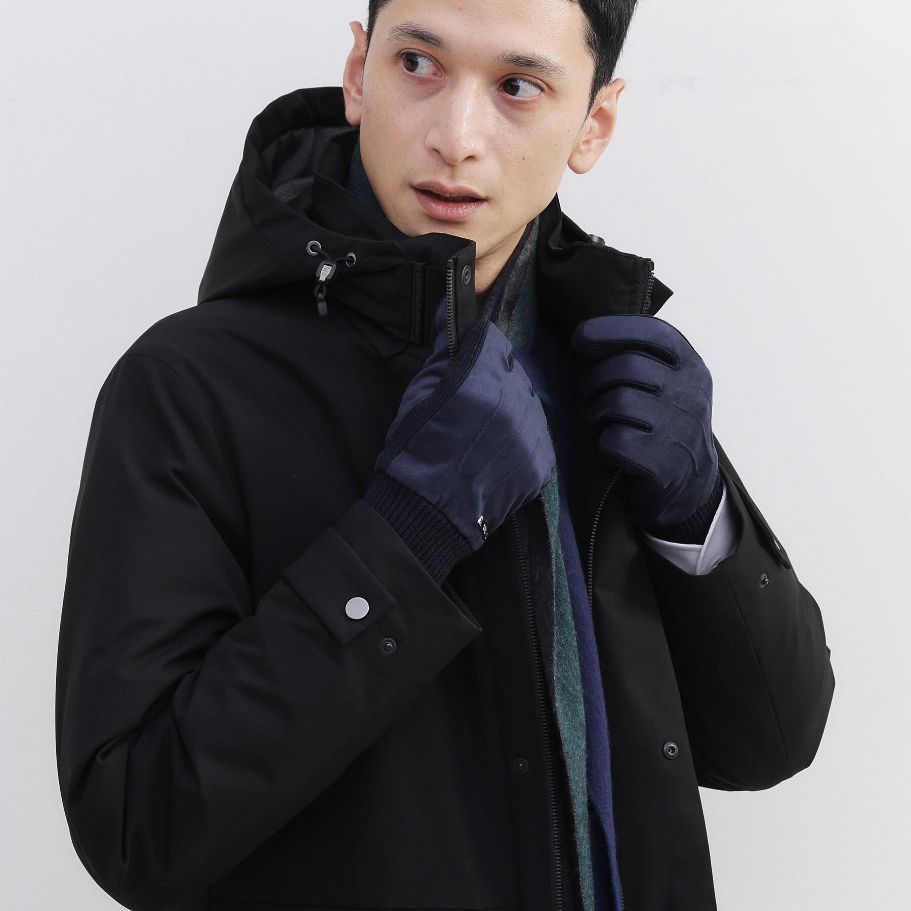 TAKEO KIKUCHI「スエード調ニットコンビ ウォッシャブルグローブ」|手袋|