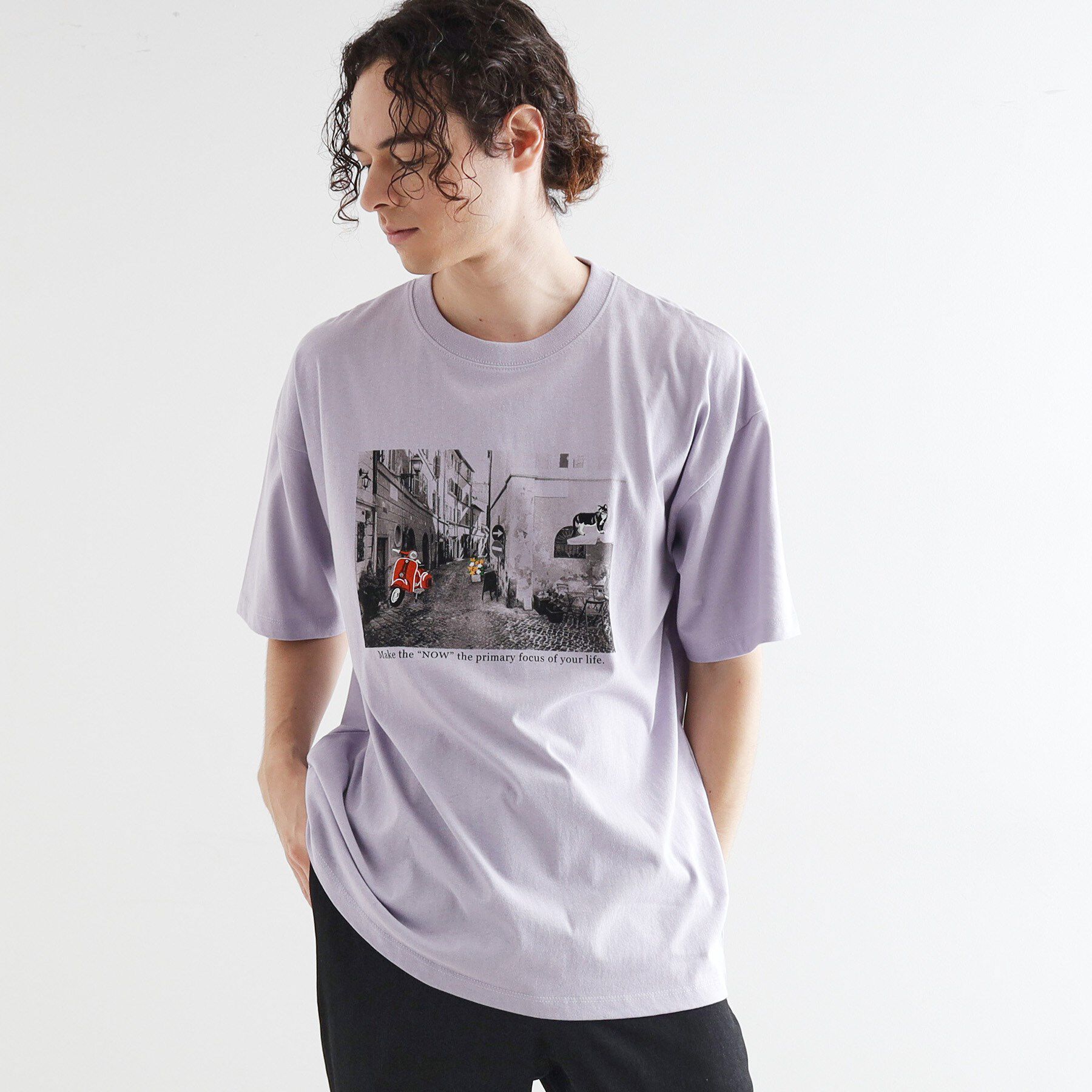 tk.TAKEO KIKUCHI「フォト刺繍Tシャツ」|Tシャツ・カットソー|ラベンダー(080)