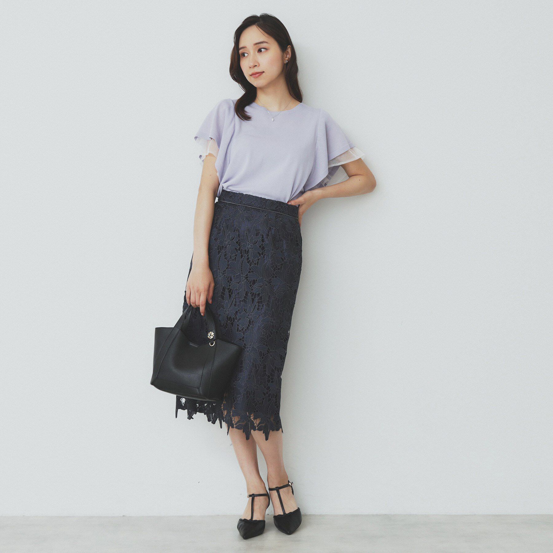 index「ダブルフレアスリーブニット【洗濯機洗い可/抗ピル/UVケア】」|ニット・セーター|