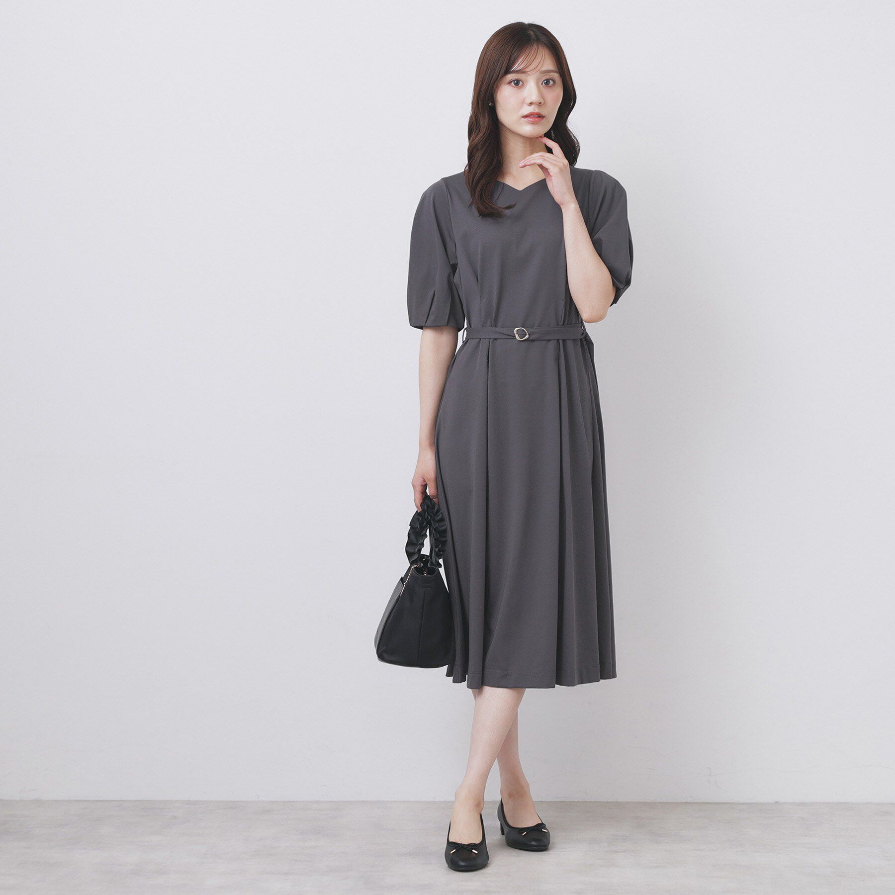 index「ハートネックパフワンピース【洗濯機洗い可/UVケア/接触冷感】」|ワンピース|