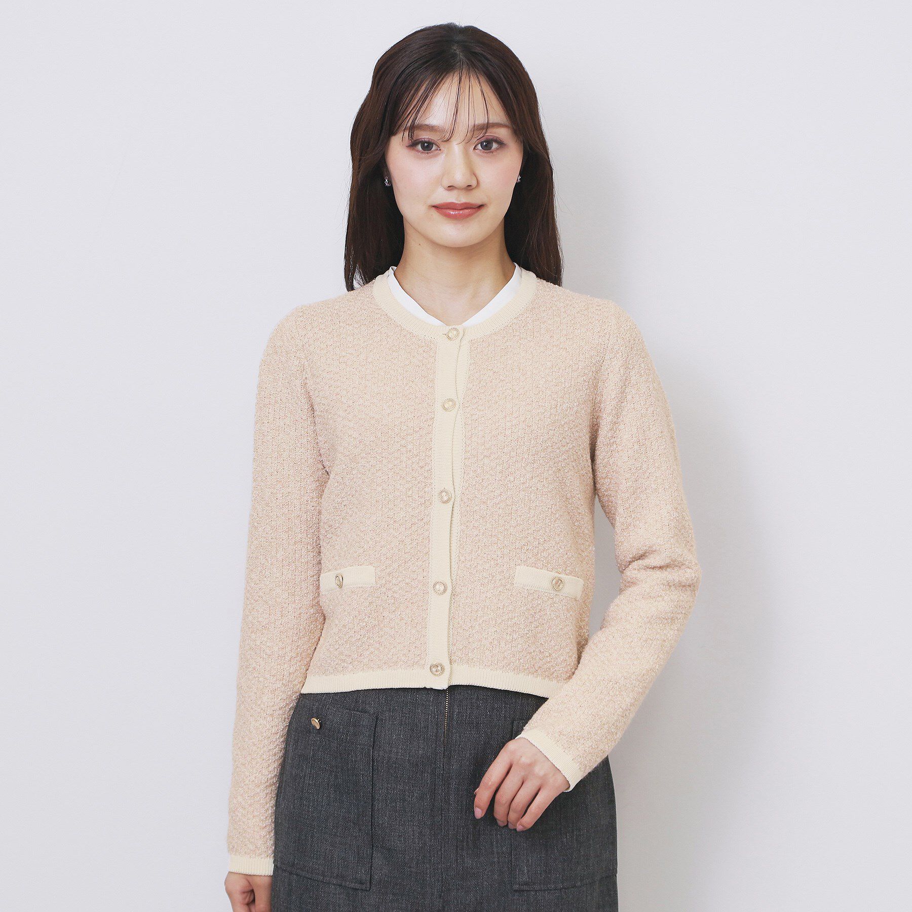 index「ミックスヤーンクルーカーディガン【洗濯機OK】」|カーディガン|