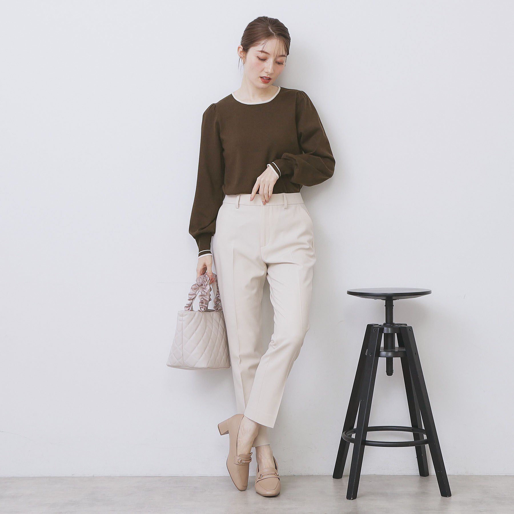 index「バイカラーパフスリーブニット【洗濯機OK】」|ニット・セーター|