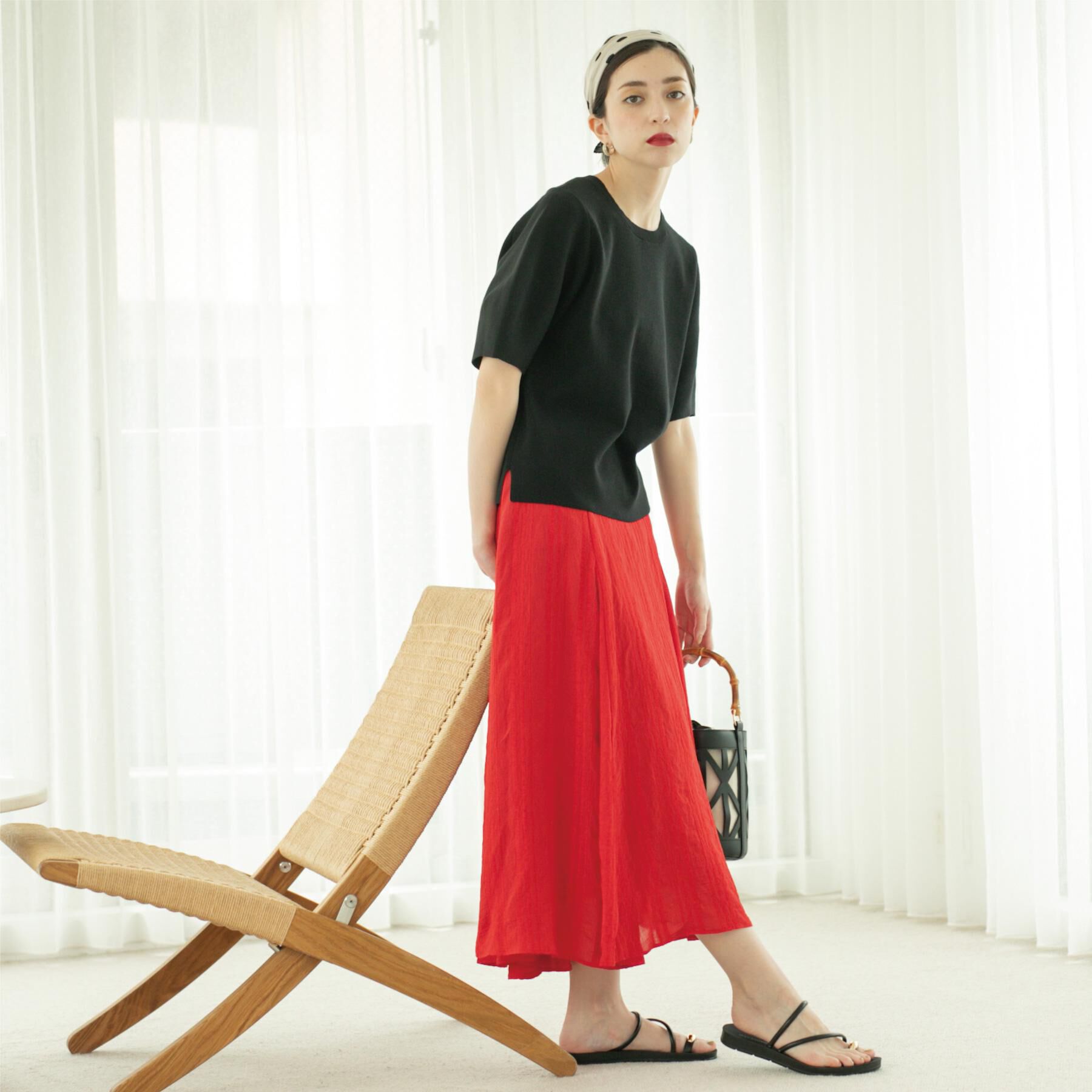 OPAQUE.CLIP「カーブスリーブニット【UV/洗濯機洗い可】」|ニット・セーター|