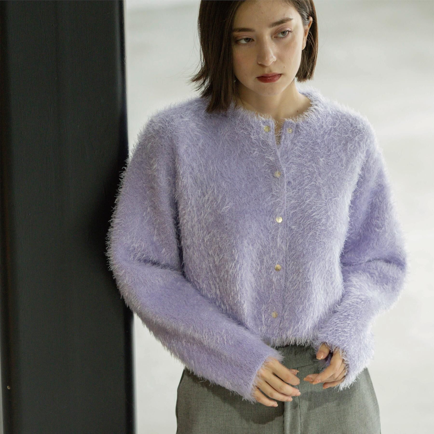 OPAQUE.CLIP「シャギーショートカーディガン【洗濯機OK】《6col》」|カーディガン|