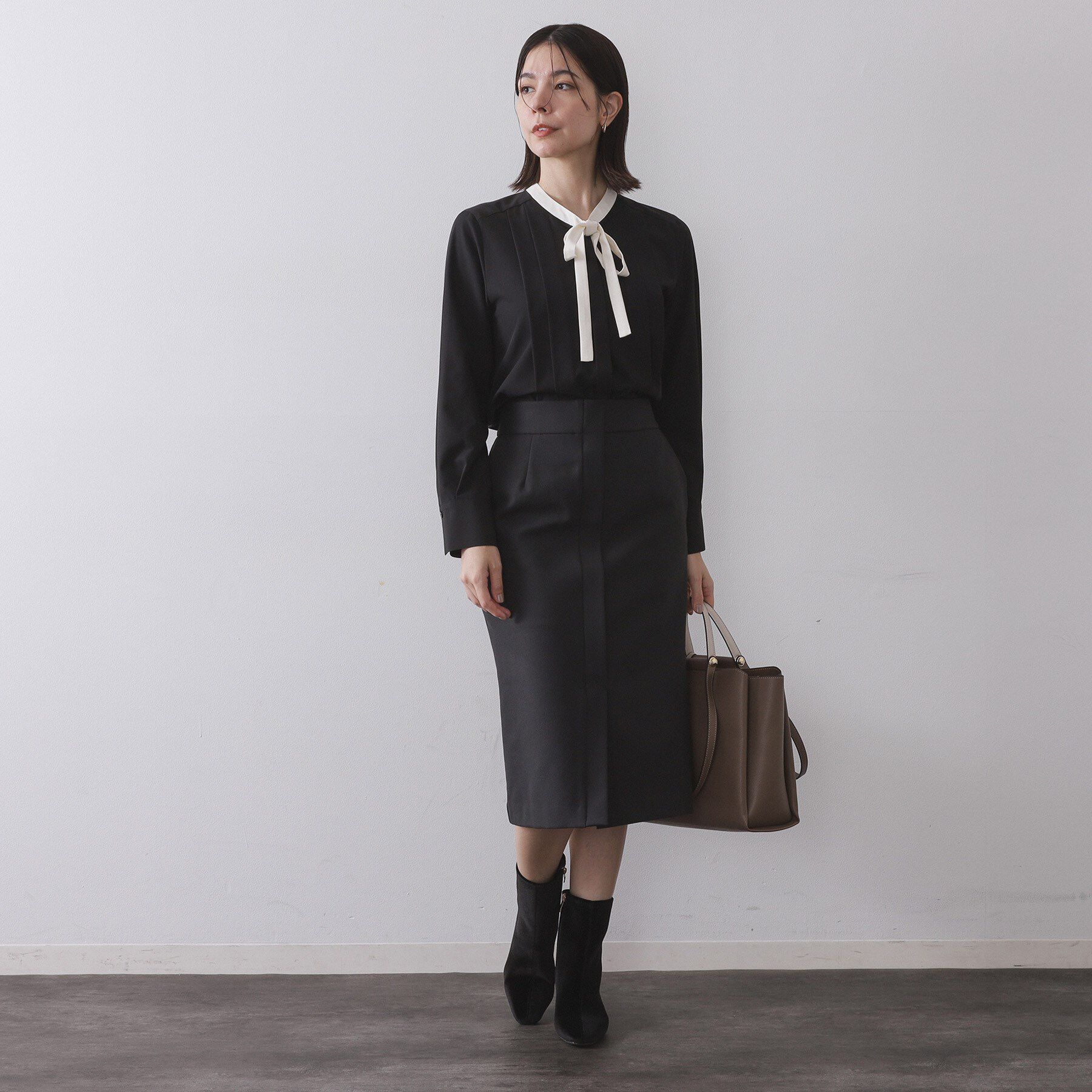 OPAQUE.CLIP「バイカラーボウタイブラウス【洗濯機OK】」|シャツ・ブラウス|