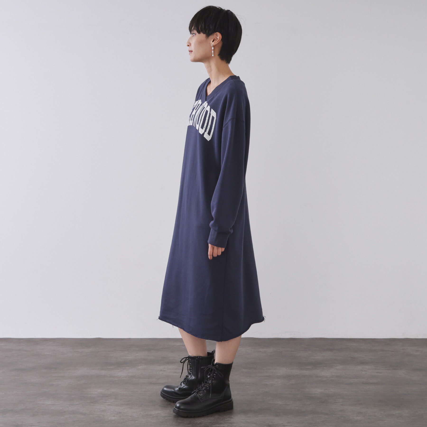 OPAQUE.CLIP「ロゴプリント裏毛ワンピース【洗濯機OK】」|ワンピース|