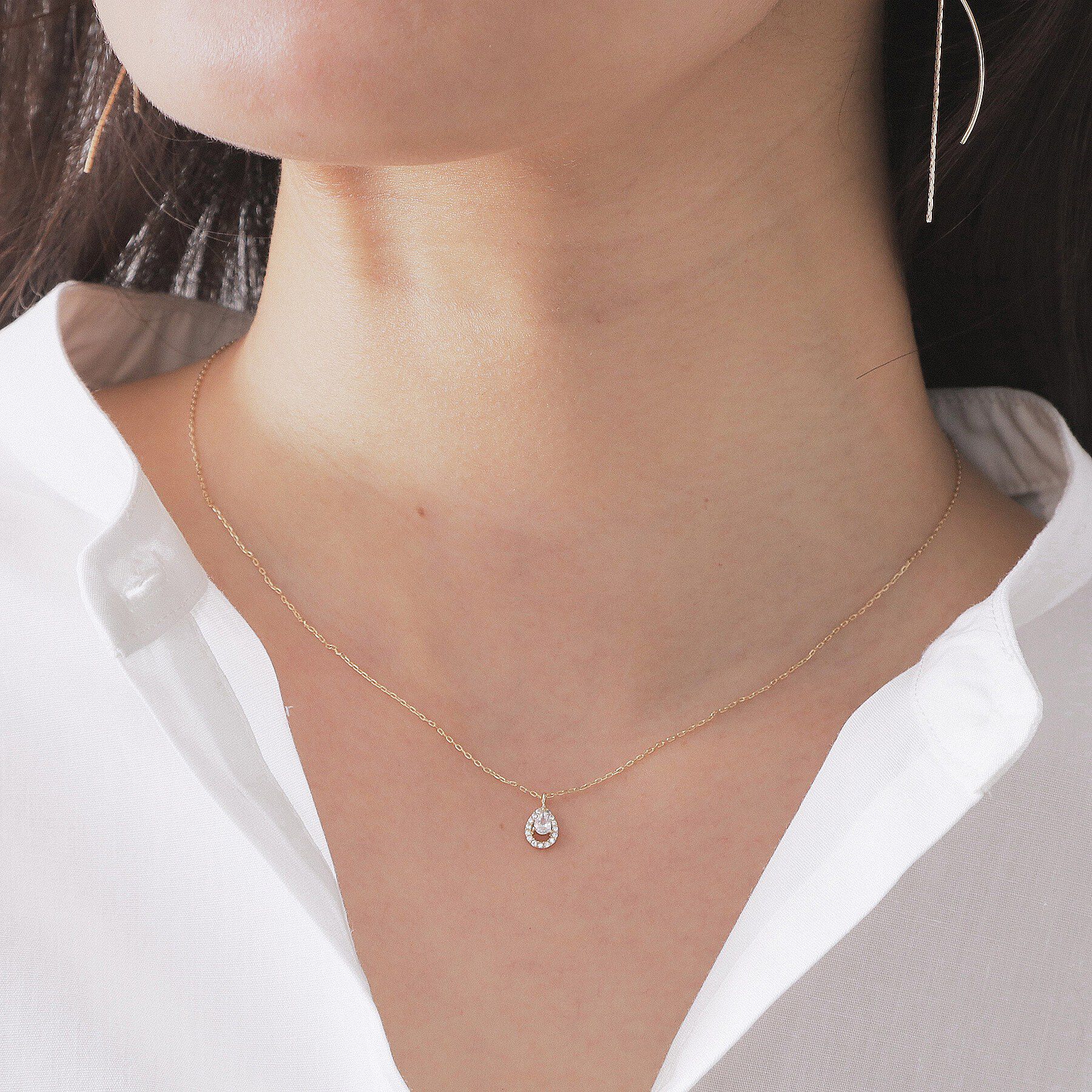 OPAQUE.CLIP「ミニビジューしずくデザイン ネックレス」|ネックレス|