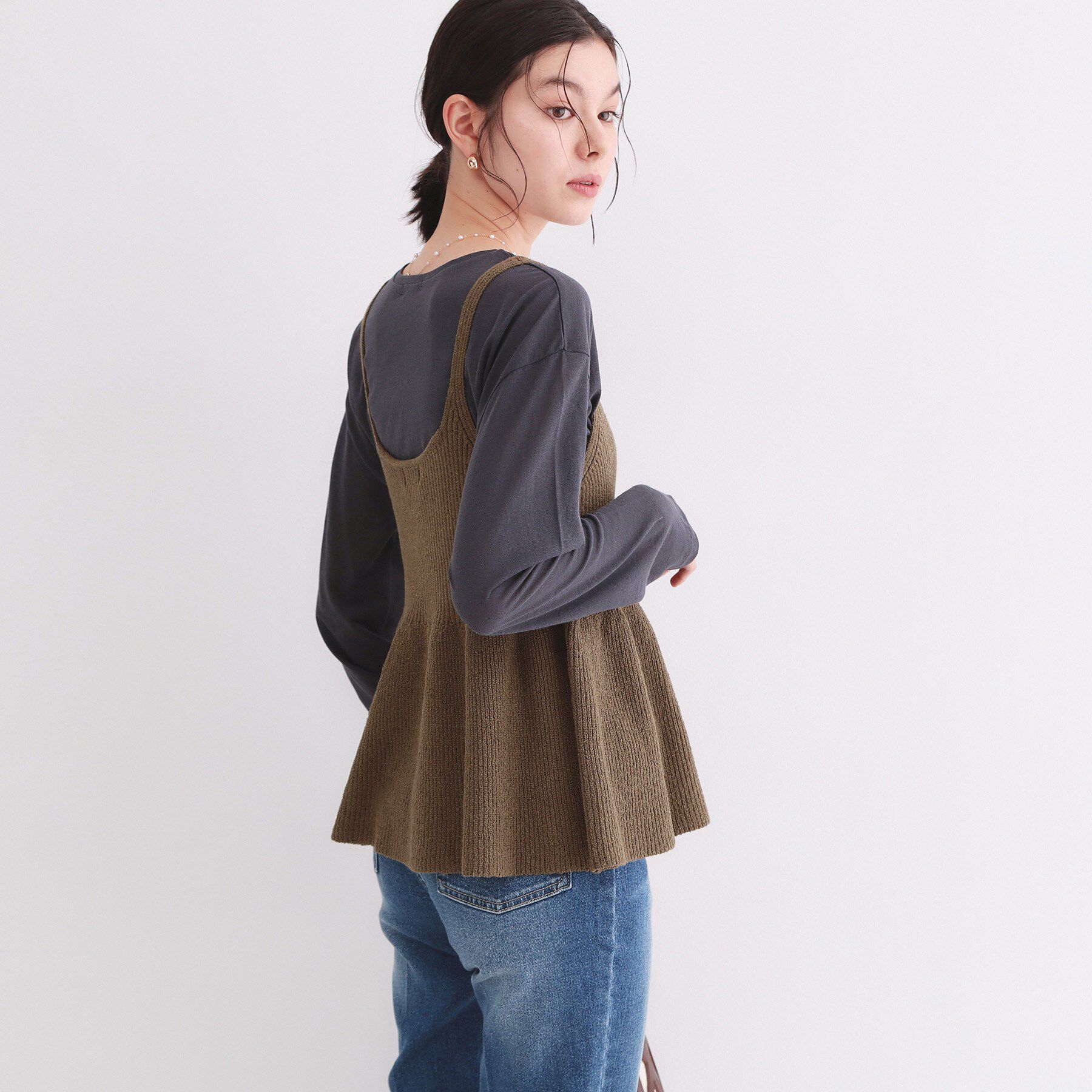 OPAQUE.CLIP「ニットペプラムキャミソール【洗濯機OK】」|キャミソール|