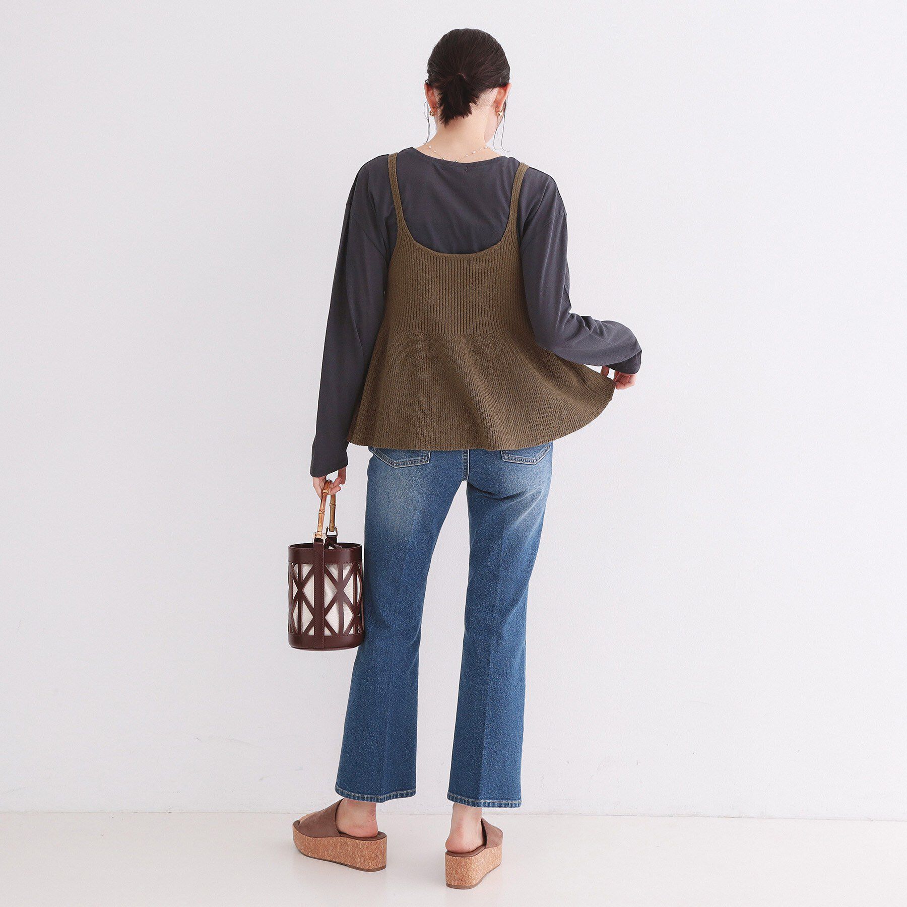 OPAQUE.CLIP「ニットペプラムキャミソール【洗濯機OK】」|キャミソール|