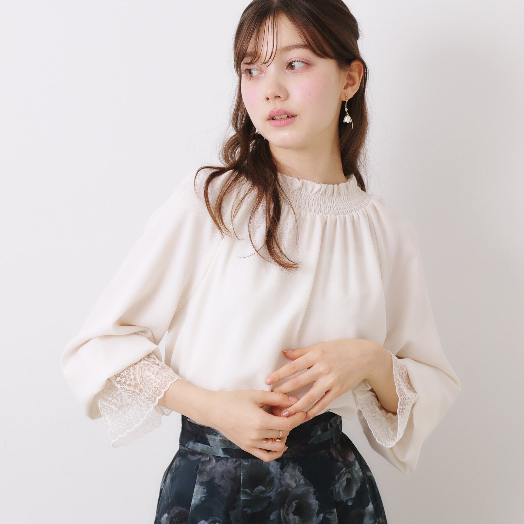 Couture broach「【大人可愛い・通勤】レースキャンディーシャーリングチュニック」|シャツ・ブラウス|