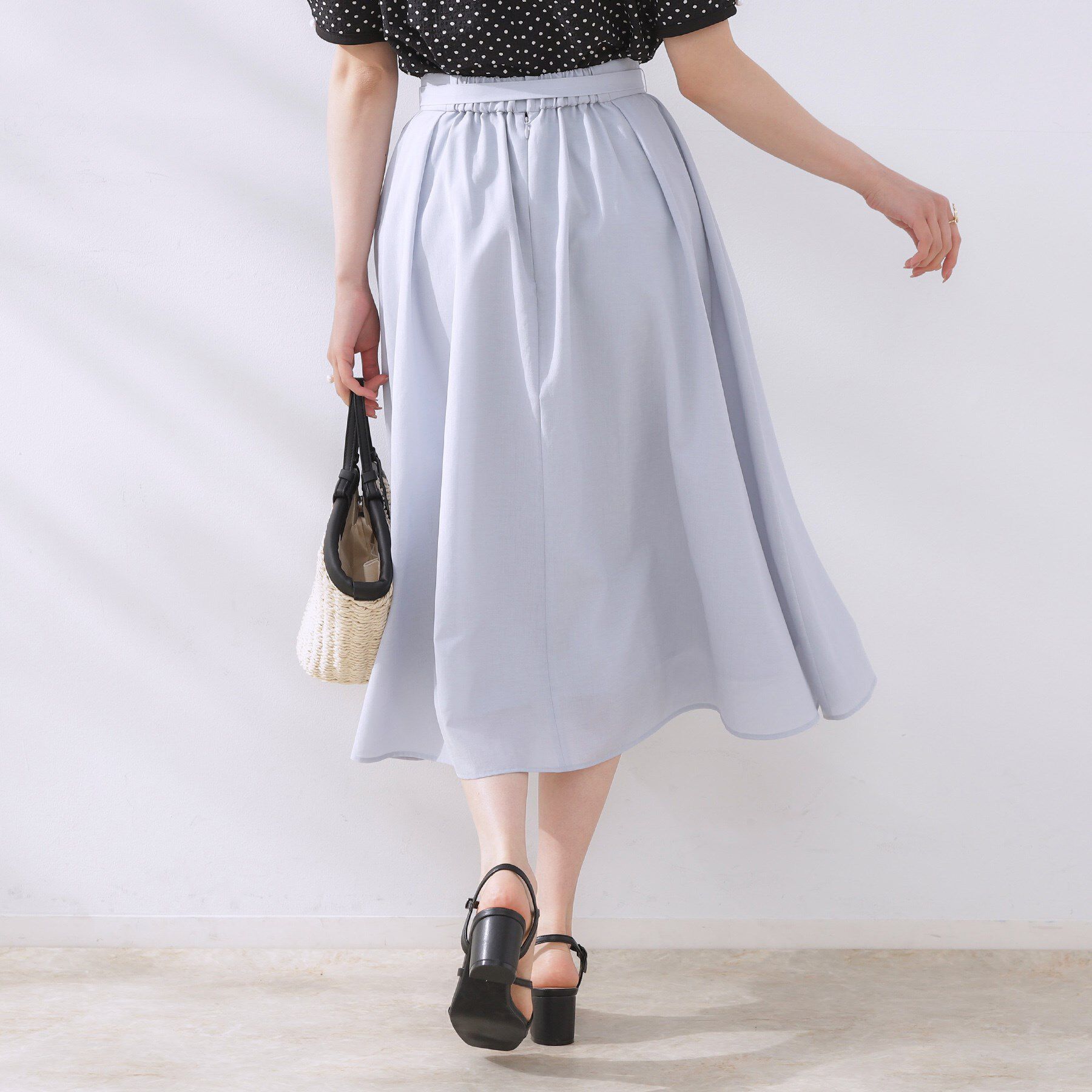 Couture broach「【きれいめ・通勤】細リボン付きパレットボイルスカート」|スカート|