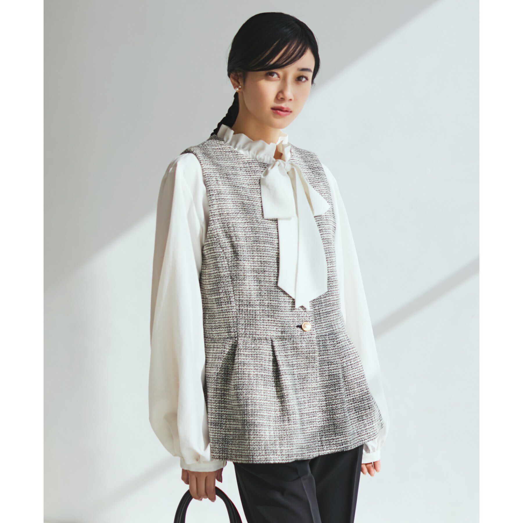 THE SHOP TK「【ONOFF活躍/セレモニー】ツイードペプラムジレ/洗える」|ベスト・ジレ|