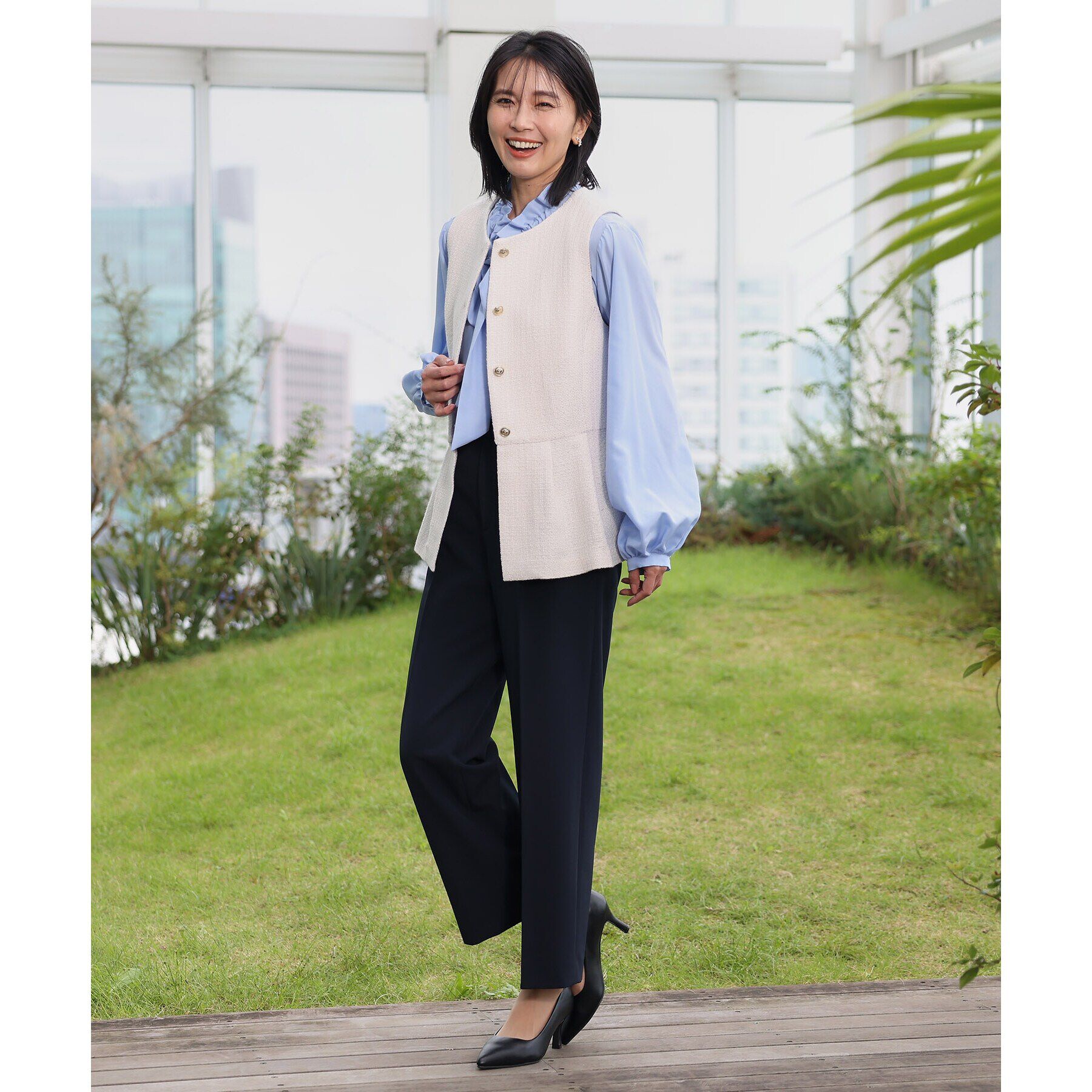 THE SHOP TK「【ONOFF活躍/セレモニー】ツイードペプラムジレ/洗える」|ベスト・ジレ|