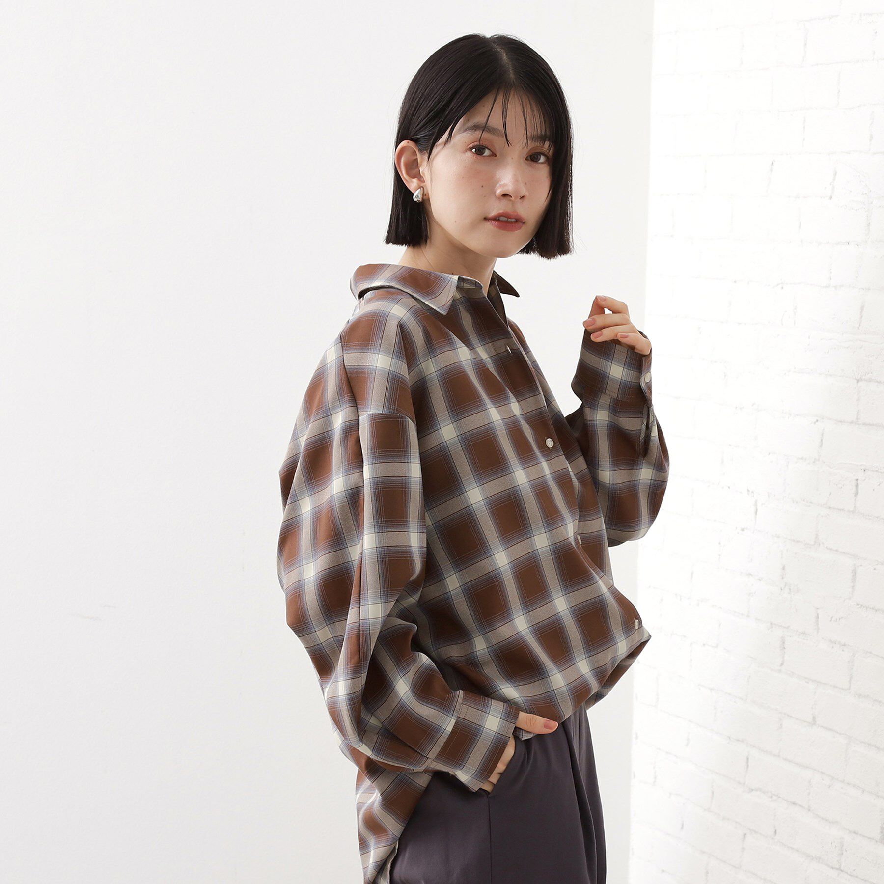 THE SHOP TK「【即戦力/軽羽織】チェックドルマンシャツ」|シャツ・ブラウス|