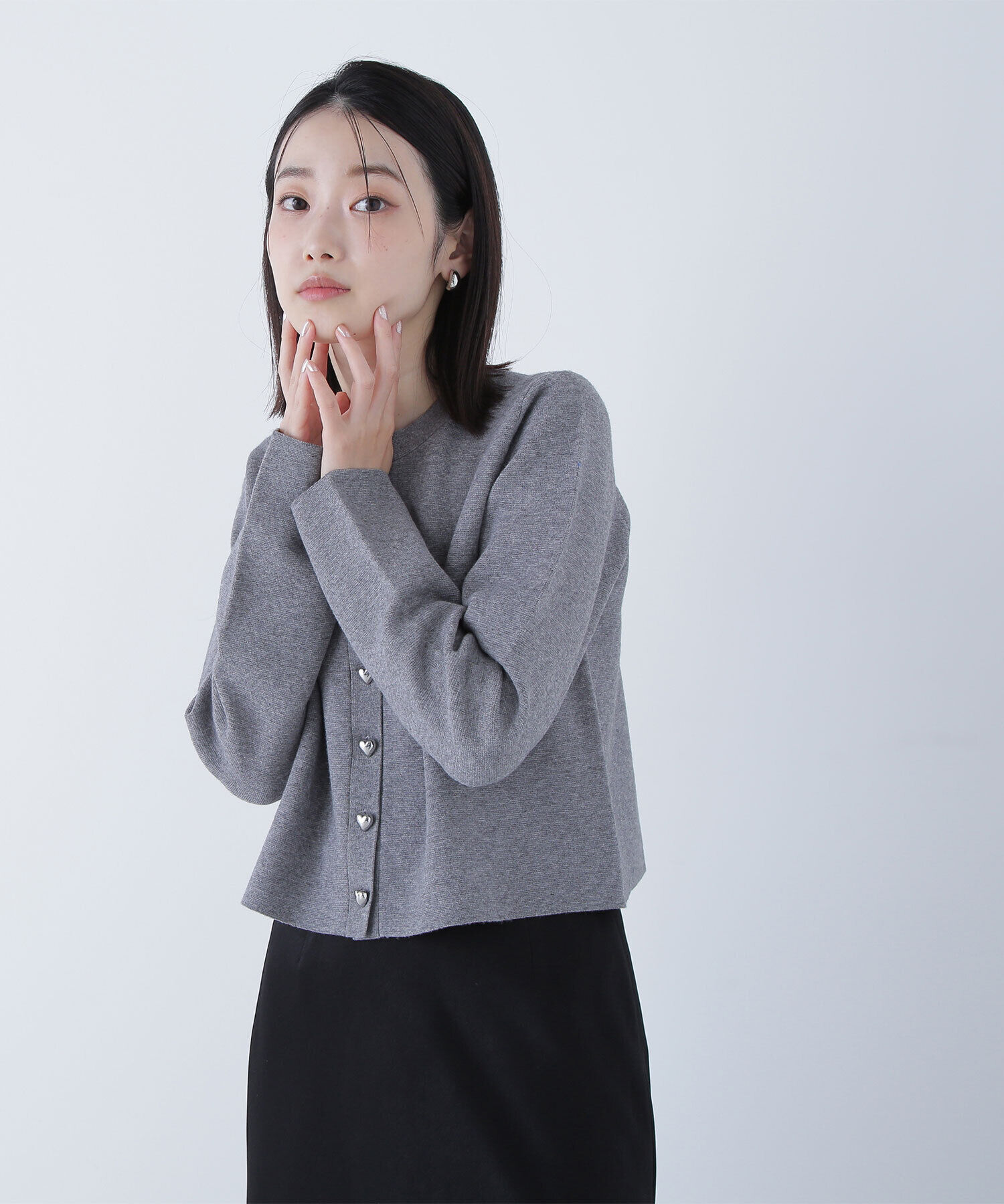  「ハートボタンニットジャケット」|ニット・セーター|