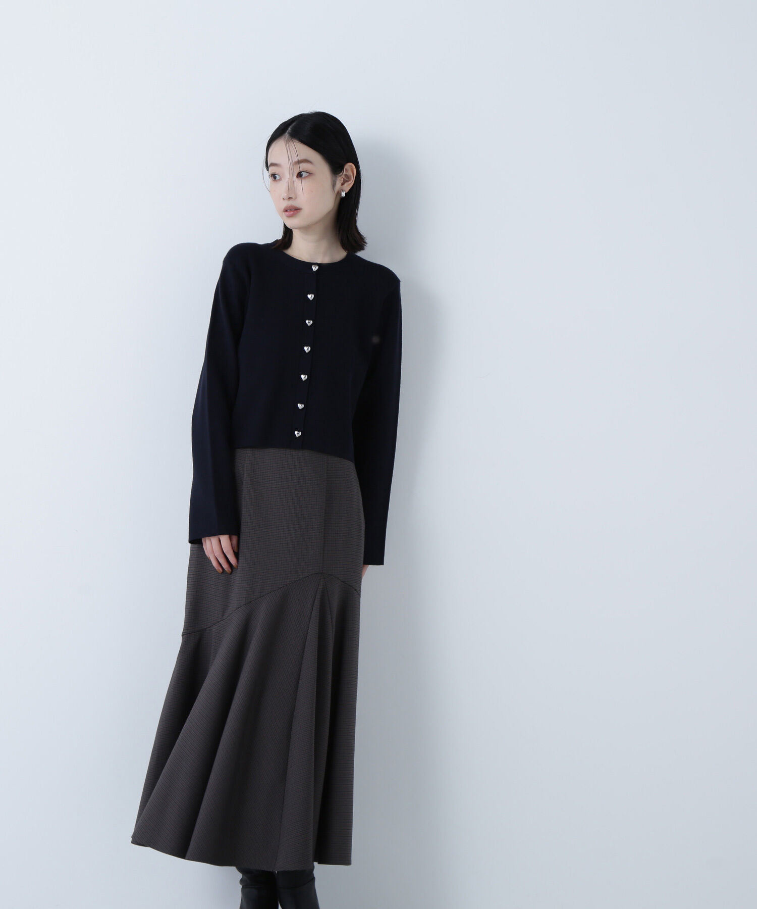  「ハートボタンニットジャケット」|ニット・セーター|