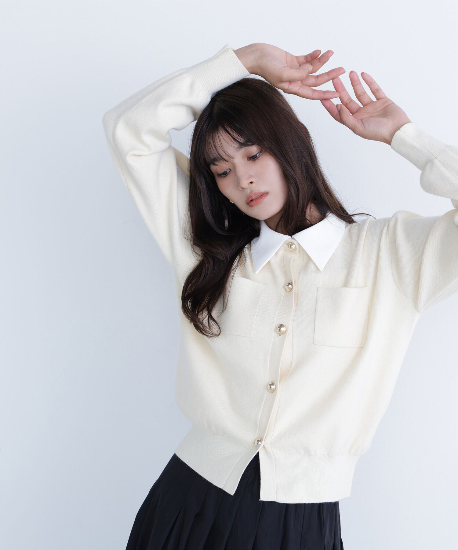  「2wayカラーニットジャケット」|ニット・セーター|