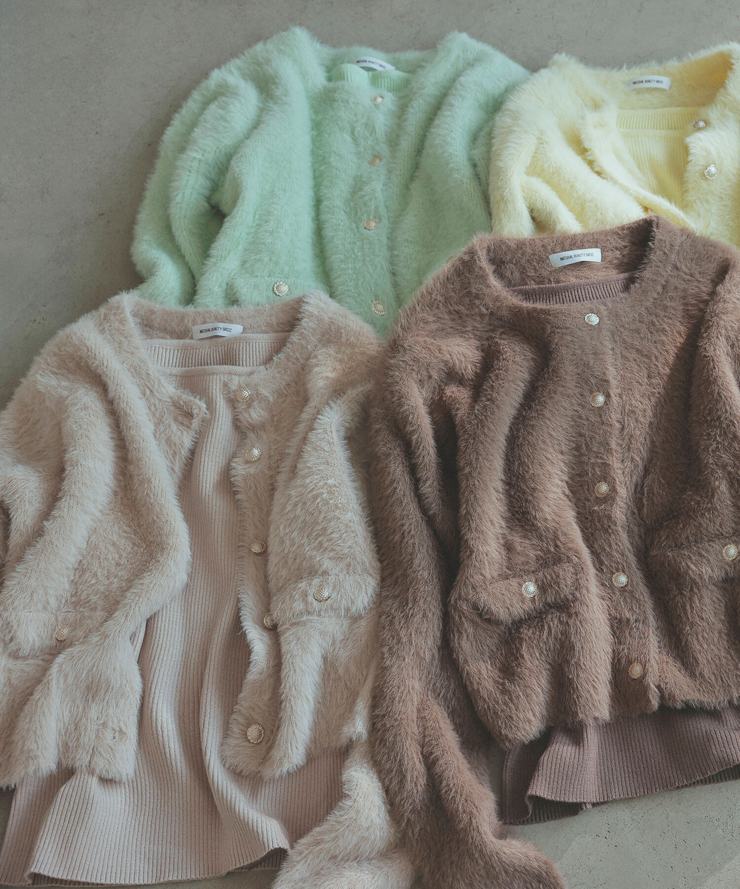  「&ldquo;ふわ＆リブ&rdquo;アンサンブルニット」|ニット・セーター|ベージュ