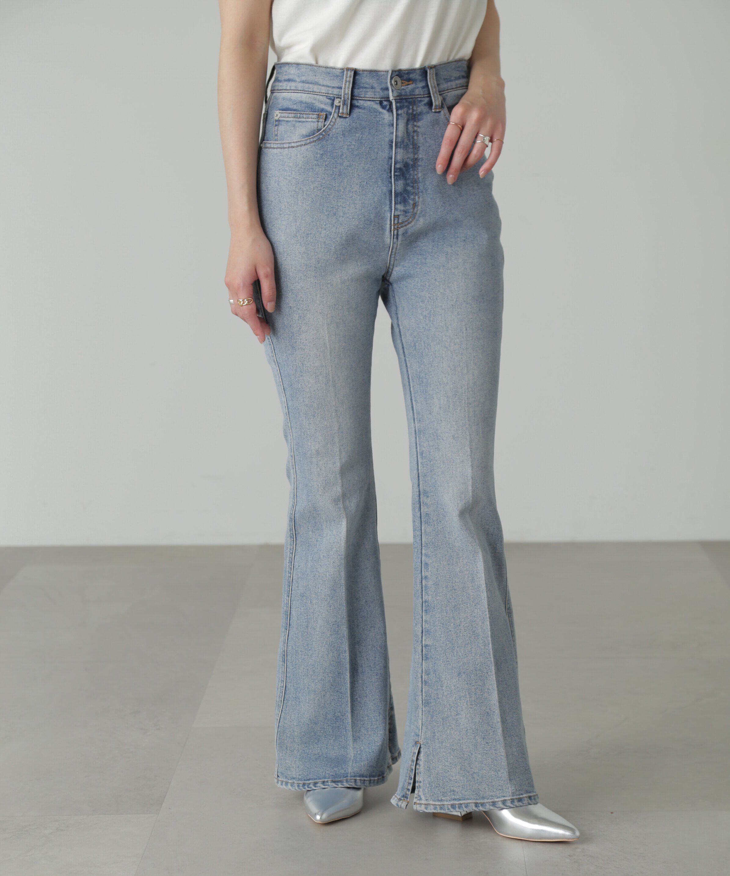  「[低身長サイズ/Sシリーズ]内スリットベルボトムデニムパンツ」|その他|