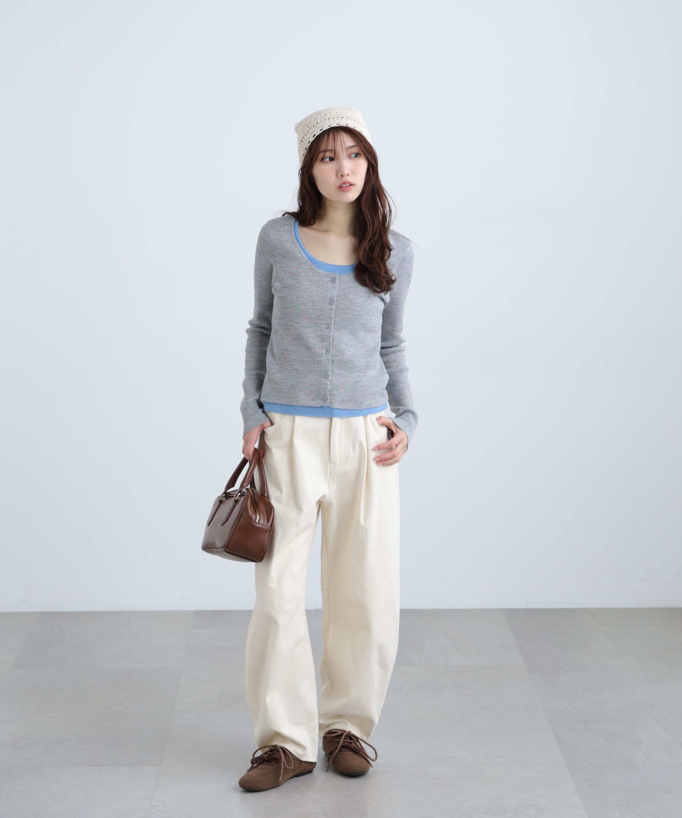  「配色レイヤードリブニットカーディガン」|ニット・セーター|