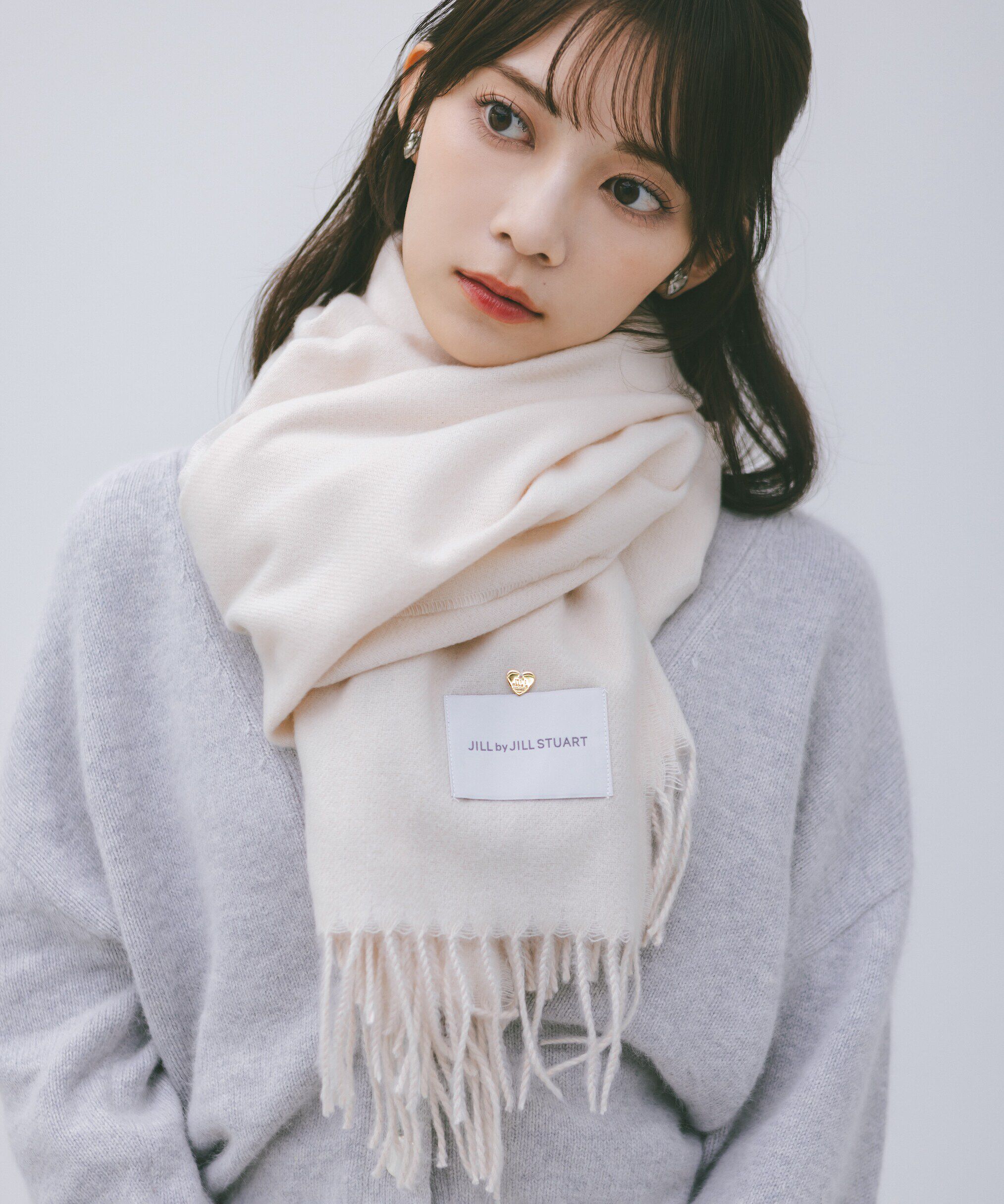  「ハートトッピングストール」|バンダナ・スカーフ|ホワイト