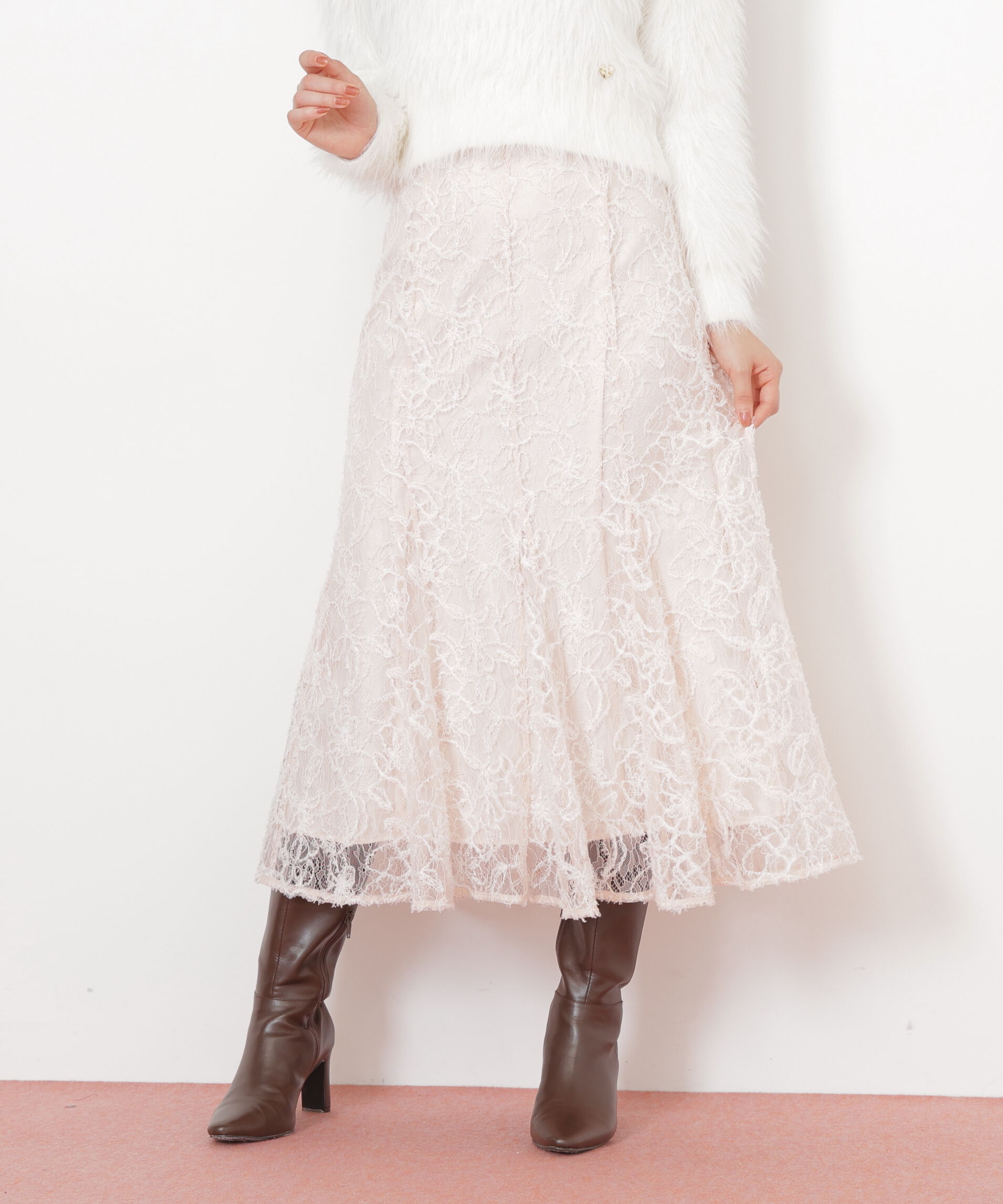  「モール刺繍レースマーメイドスカート」|スカート|