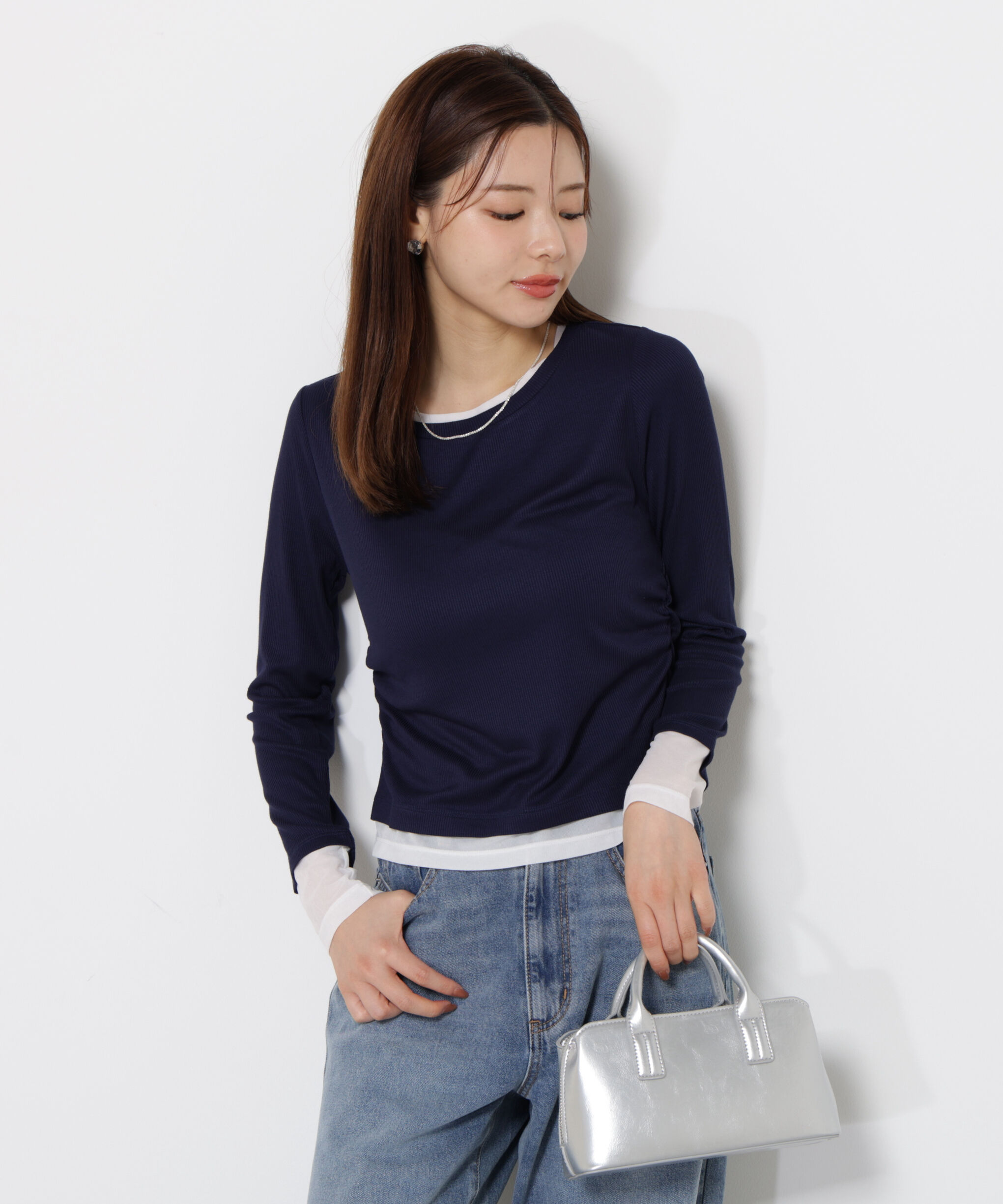PROPORTION BODY DRESSING「＜ウォッシャブル＞レイヤード風テレコ 25AW」|Tシャツ・カットソー|