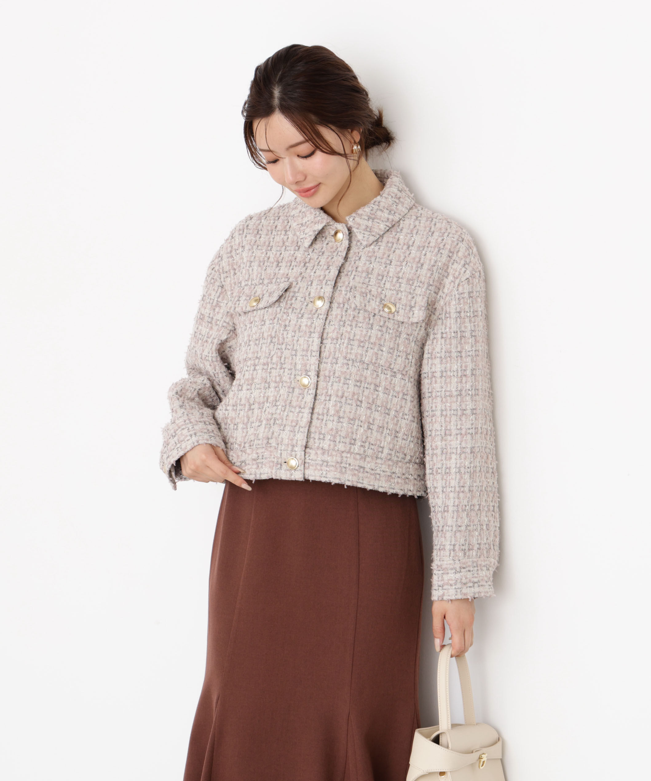 PROPORTION BODY DRESSING「ラメツイードブルゾン 25AW」|ブルゾン・スタジャン|