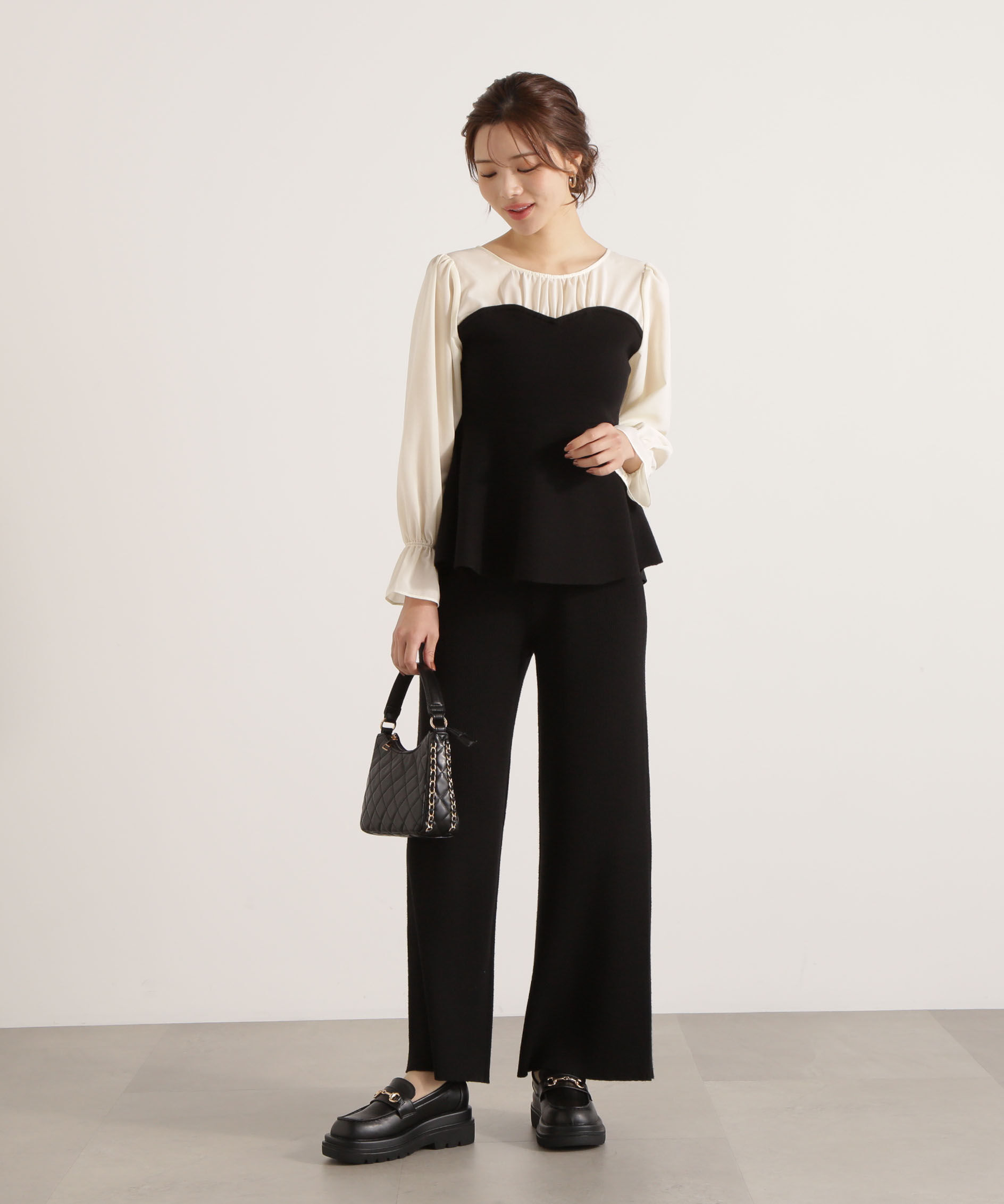 PROPORTION BODY DRESSING「＜ウォッシャブル＞シアードッキングペプラムニットSETUP」|ワンピース|