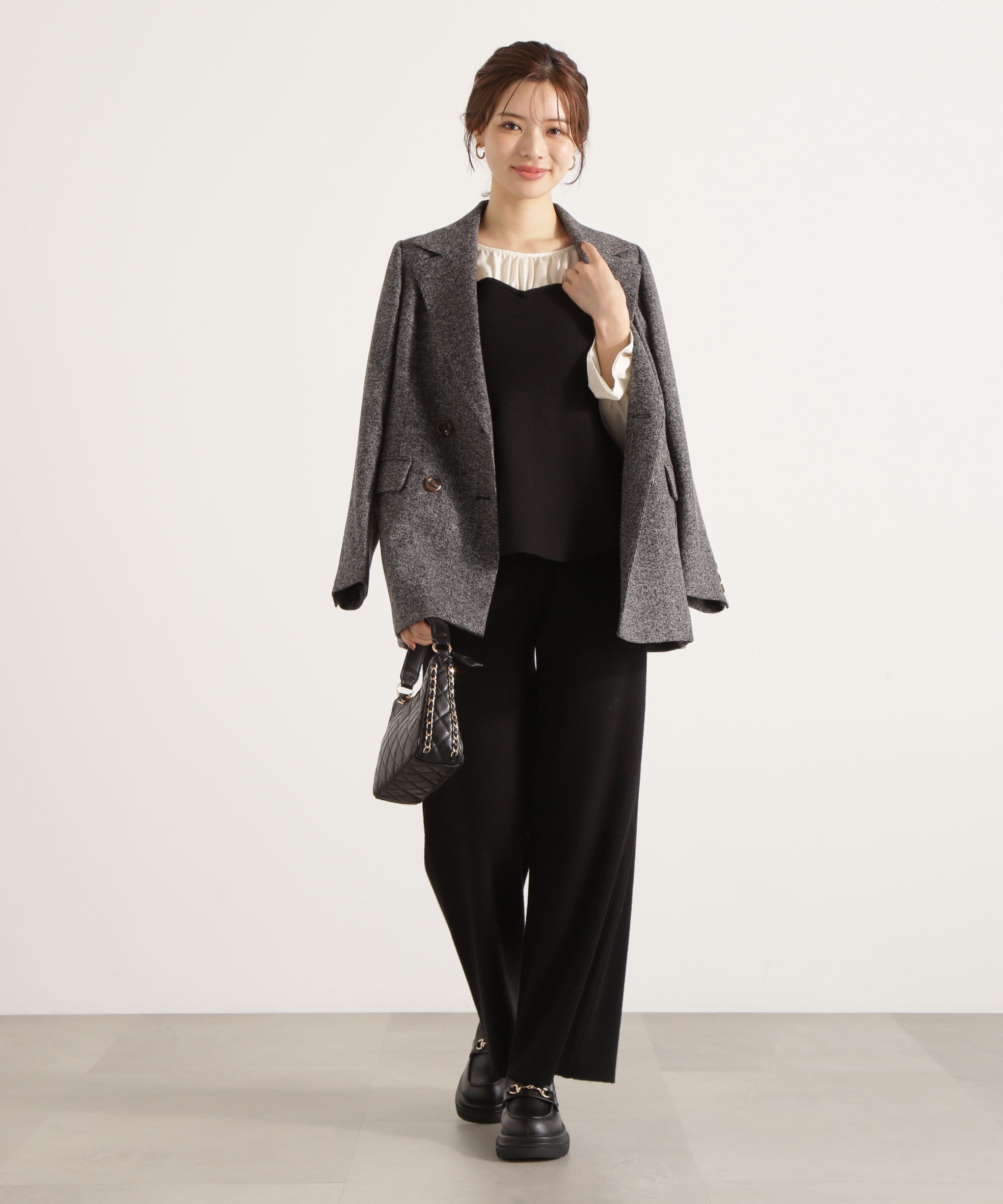 PROPORTION BODY DRESSING「＜ウォッシャブル＞シアードッキングペプラムニットSETUP」|ワンピース|