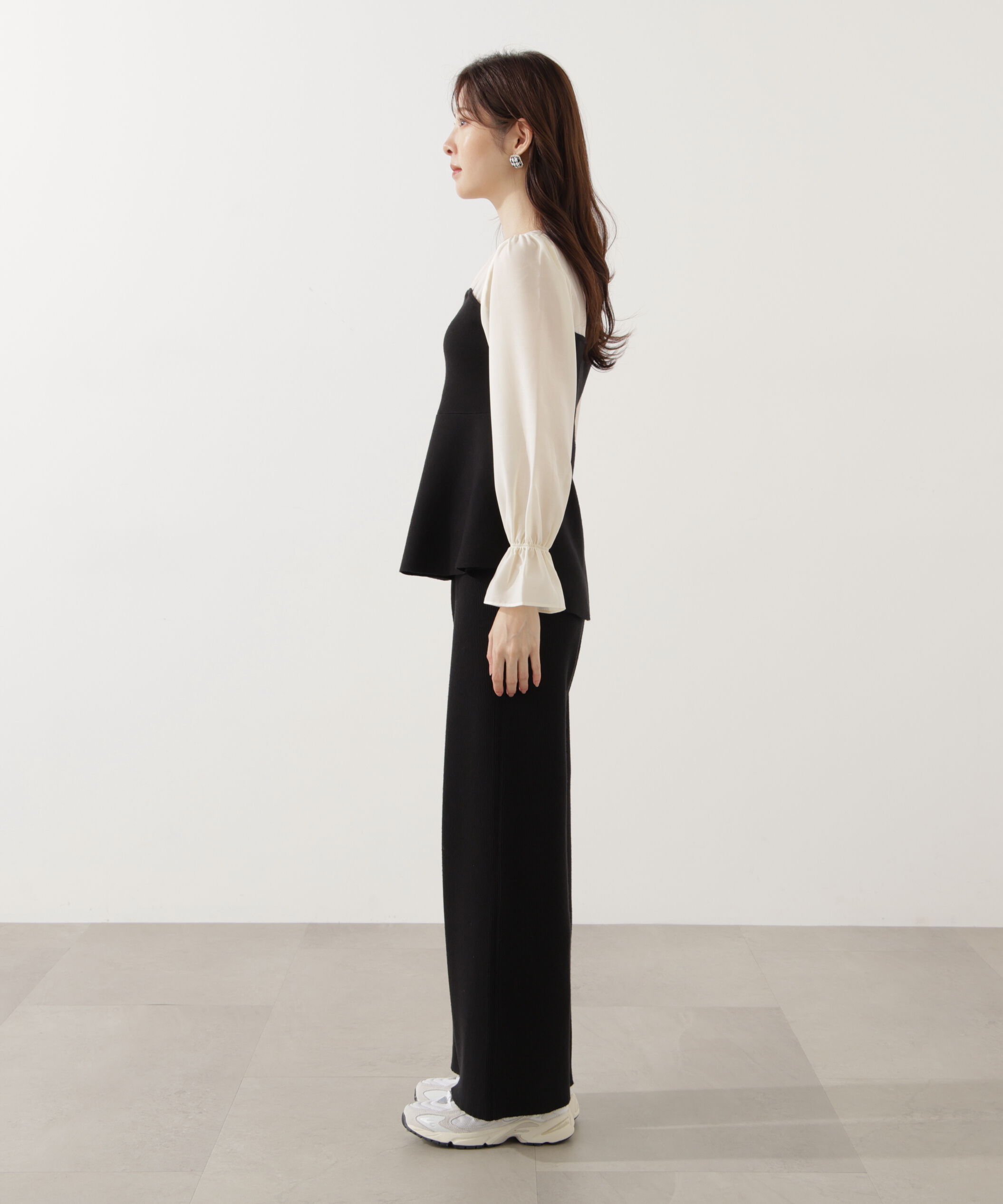 PROPORTION BODY DRESSING「＜ウォッシャブル＞シアードッキングペプラムニットSETUP」|ワンピース|