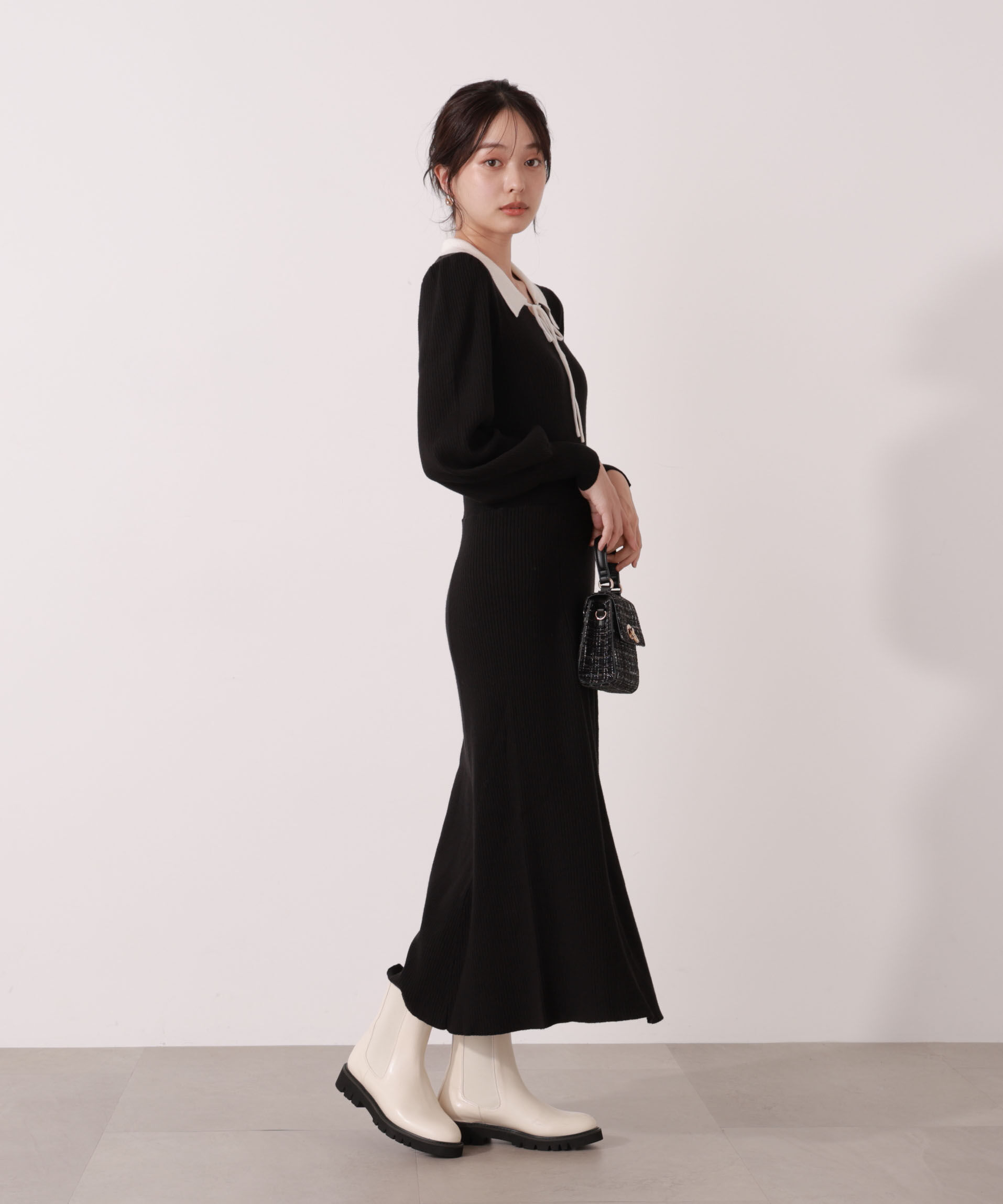 PROPORTION BODY DRESSING「リボン衿付きニットワンピース」|ワンピース|