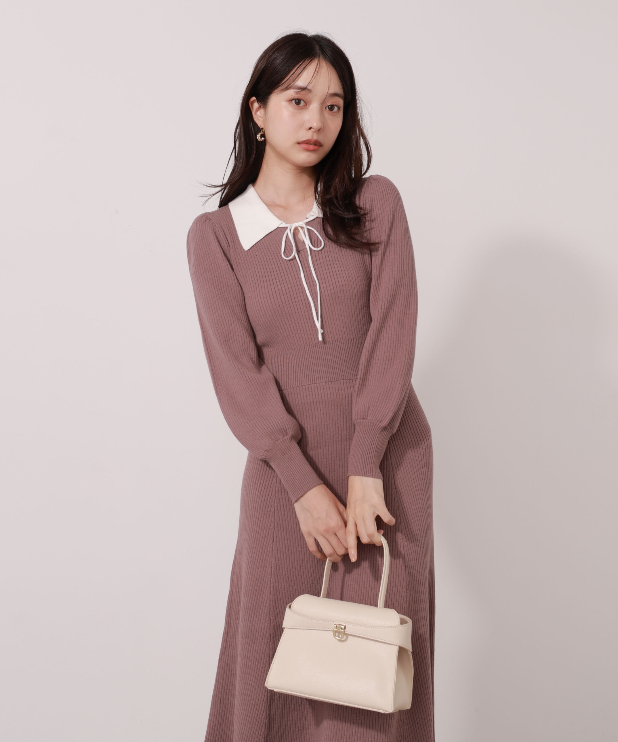 PROPORTION BODY DRESSING「リボン衿付きニットワンピース」|ワンピース|