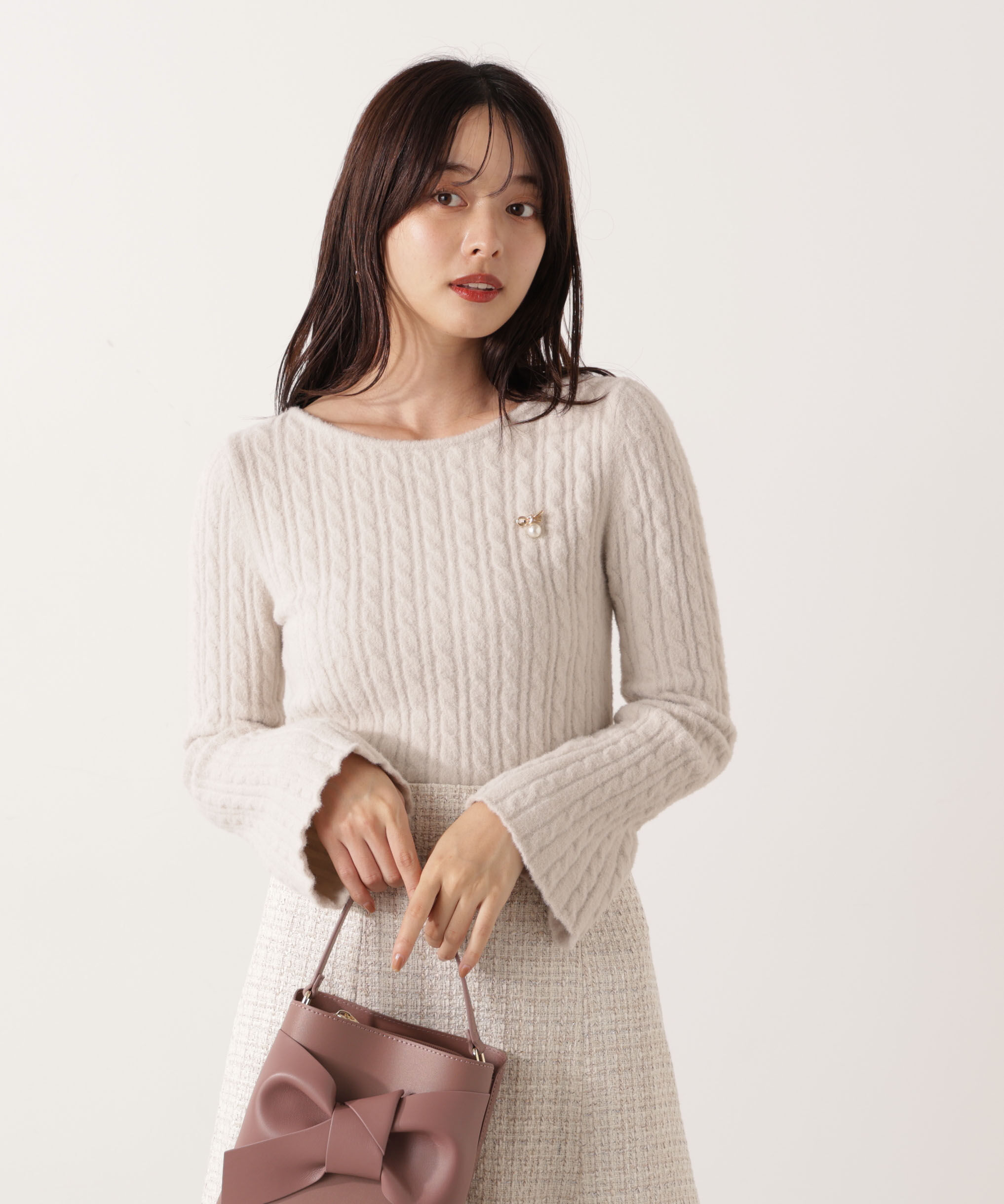 PROPORTION BODY DRESSING「チャーム付きミニケーブルニット  25AW」|ニット・セーター|