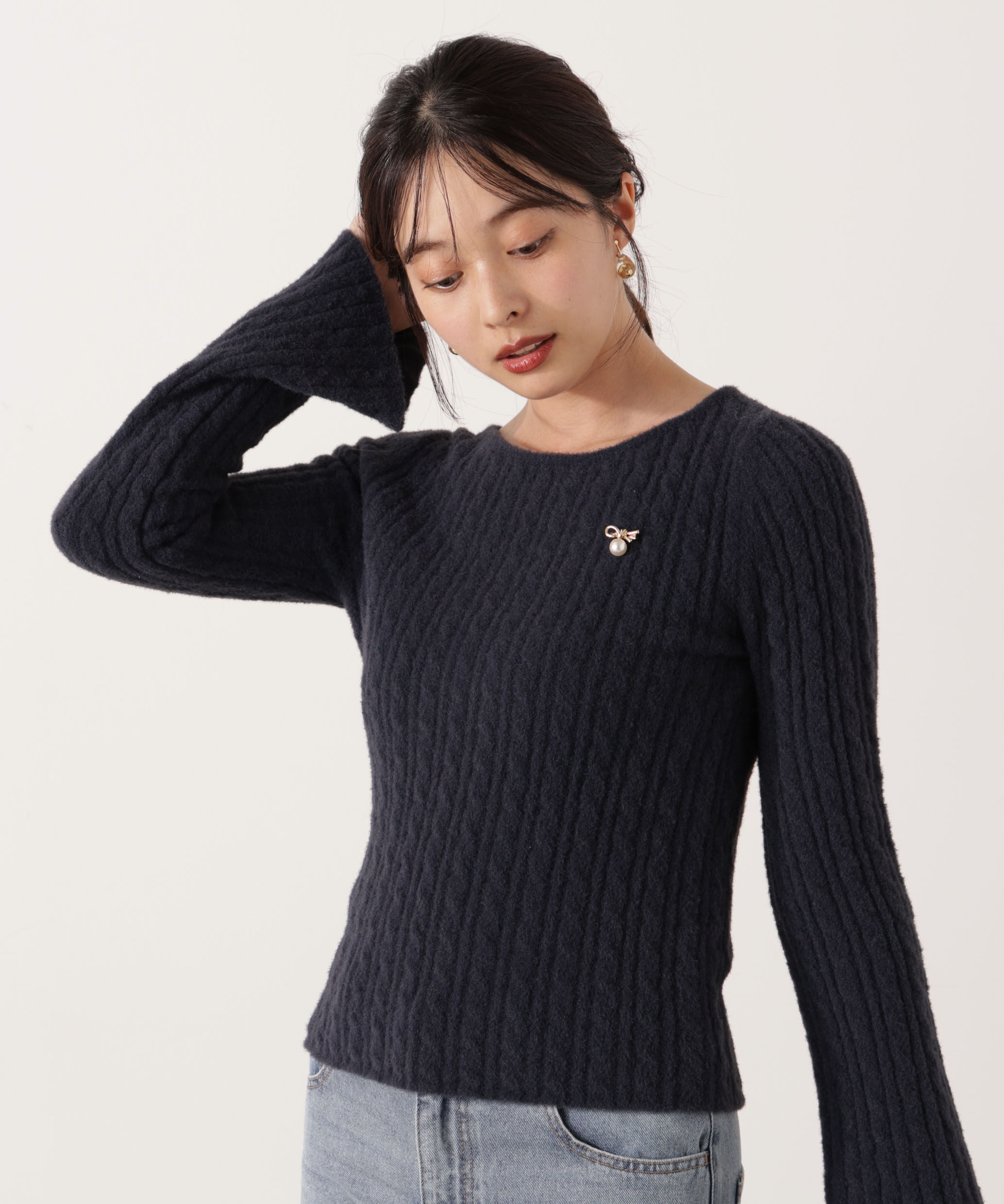 PROPORTION BODY DRESSING「チャーム付きミニケーブルニット  25AW」|ニット・セーター|