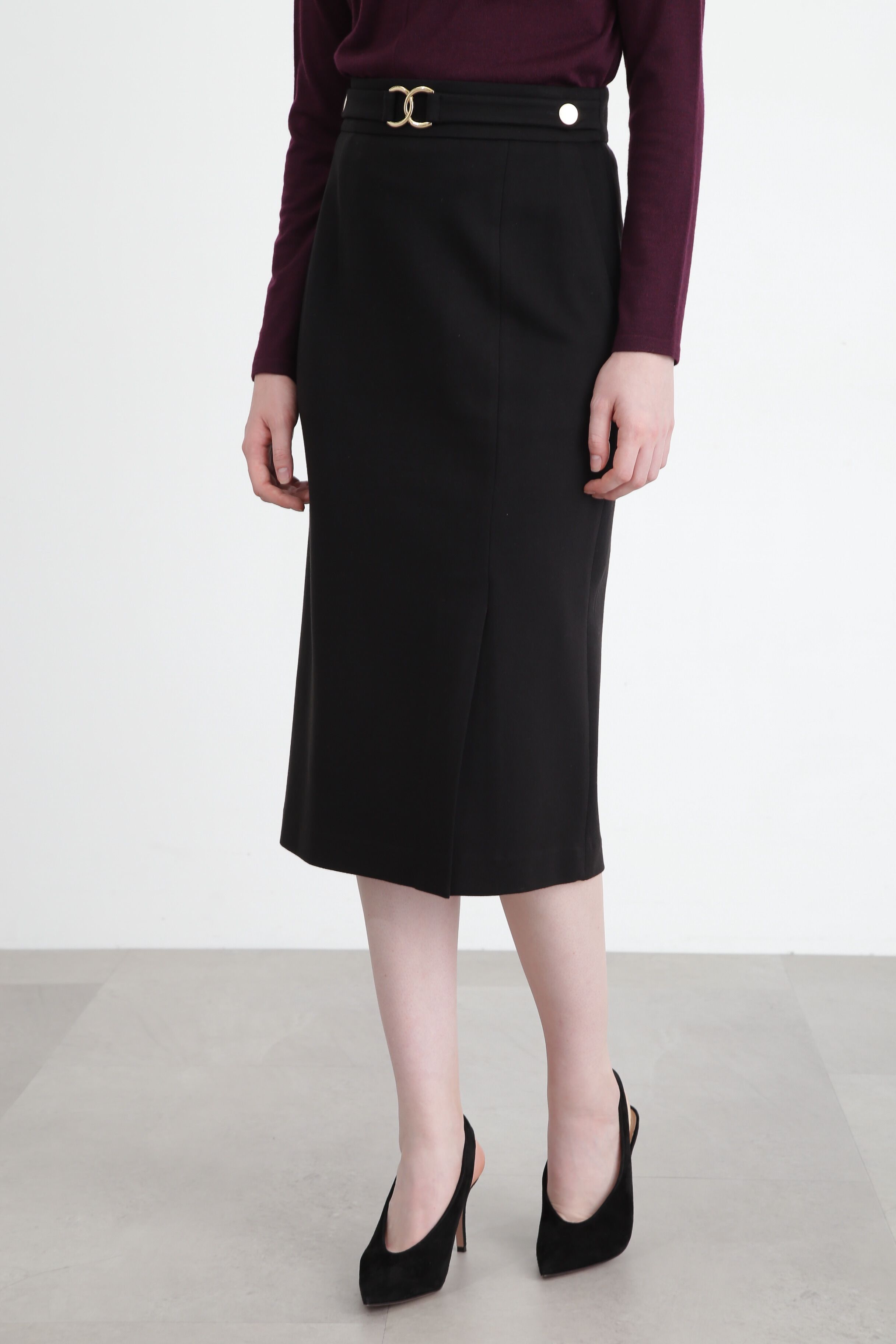  「◆クロスバックルタイトスカート」|スカート|ブラック